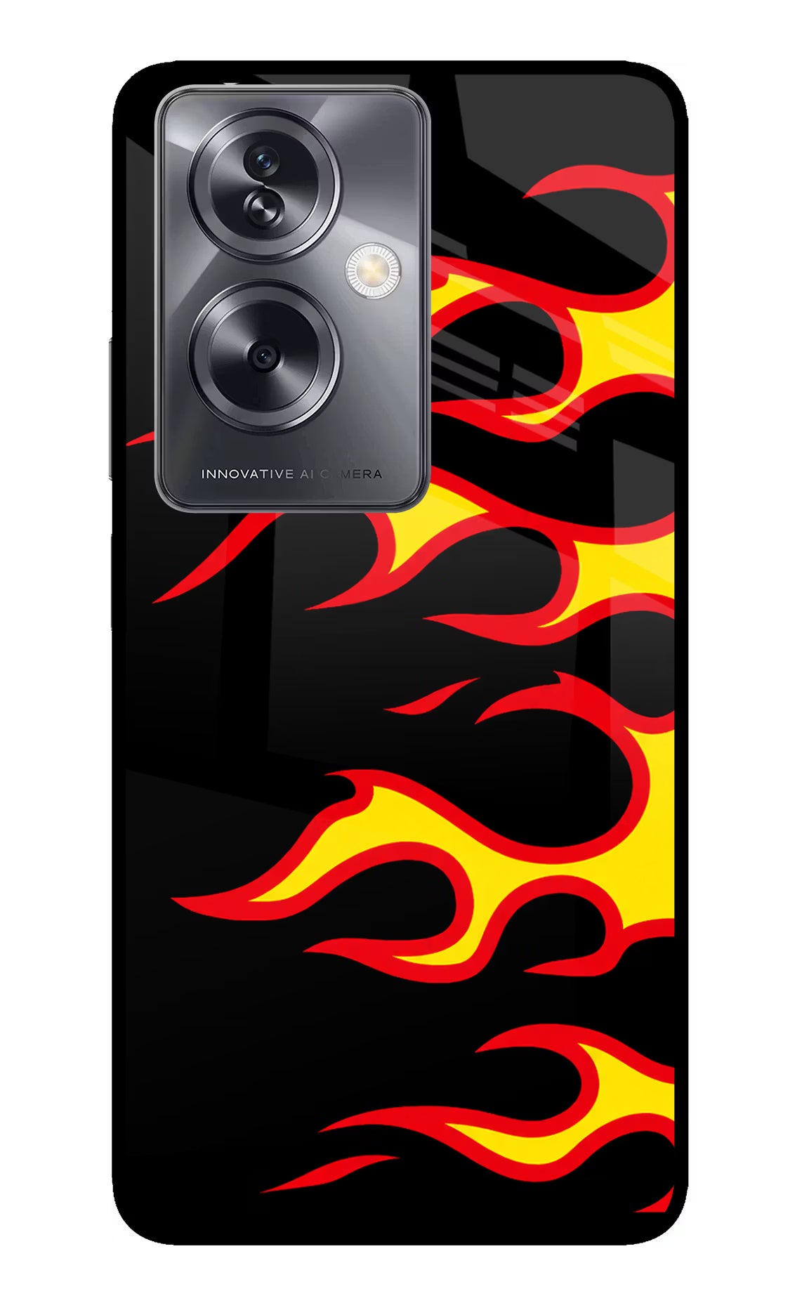 Side Sweep Flames Oppo A79 5G Glass Case