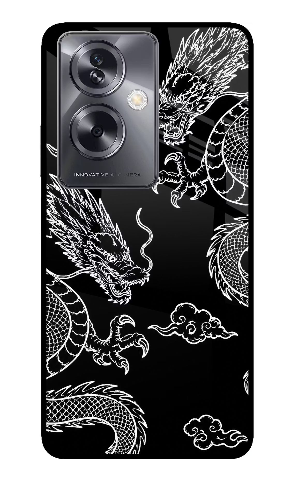 Twin Dragons Oppo A79 5G Glass Case Back Cover by Casekaro