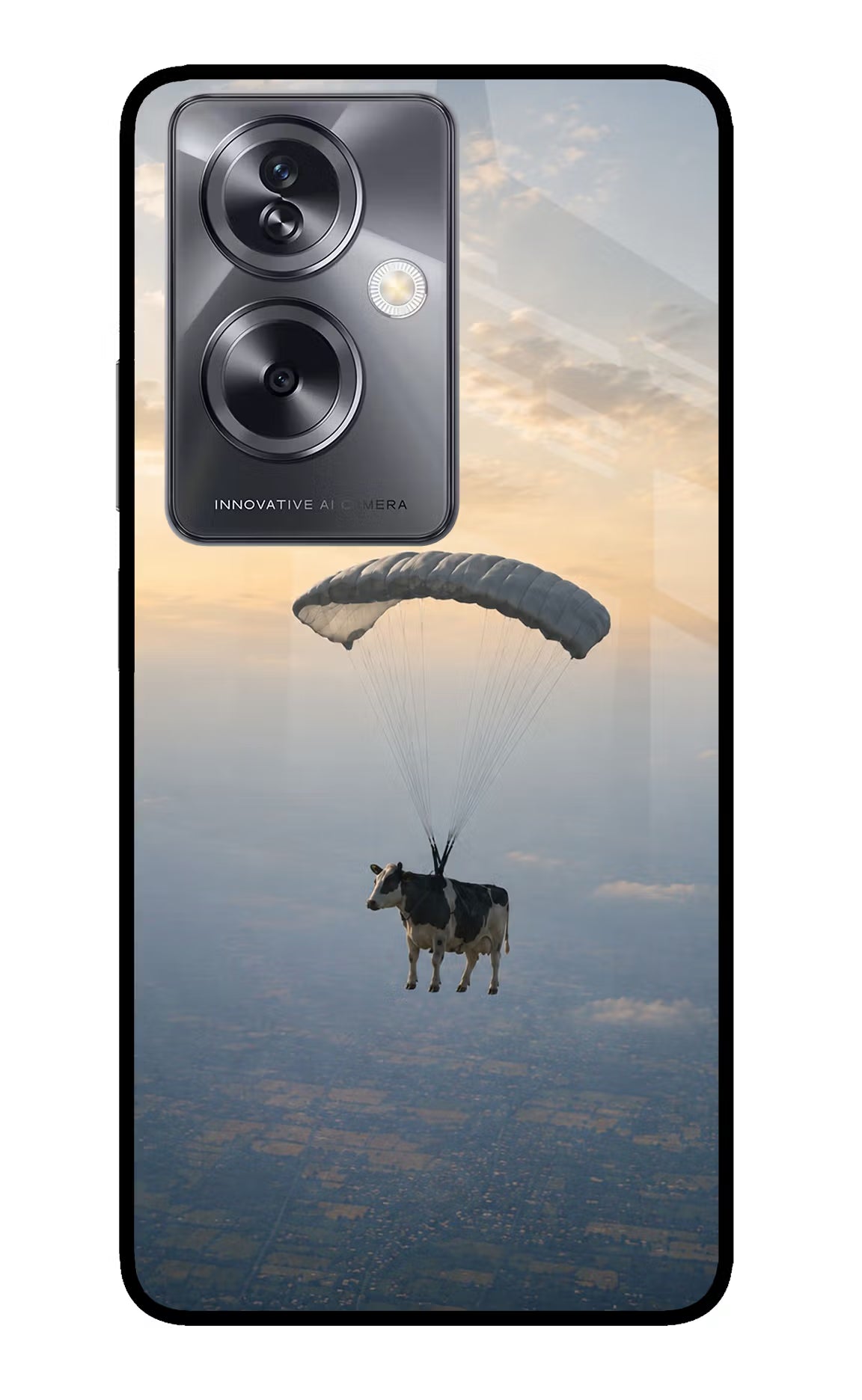 Skydiving Cow Oppo A79 5G Glass Case