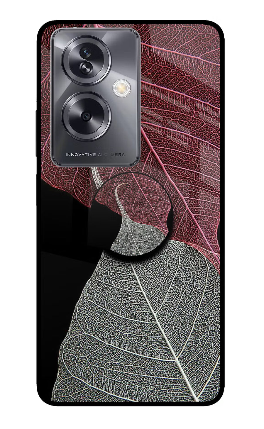 Leaf Pattern Oppo A79 5G Pop Case, Glass case