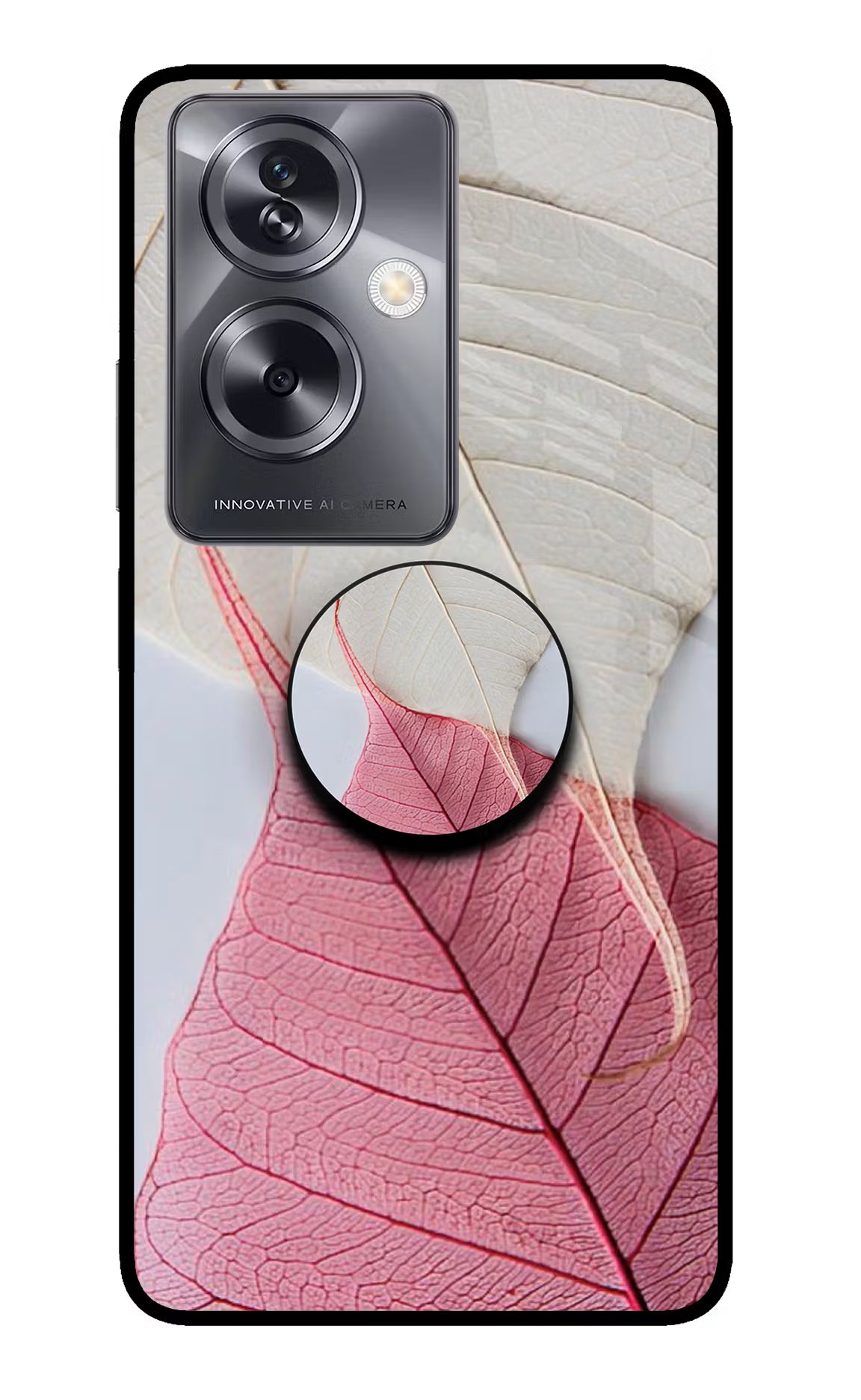 White Pink Leaf Oppo A79 5G Pop Case by Casekaro