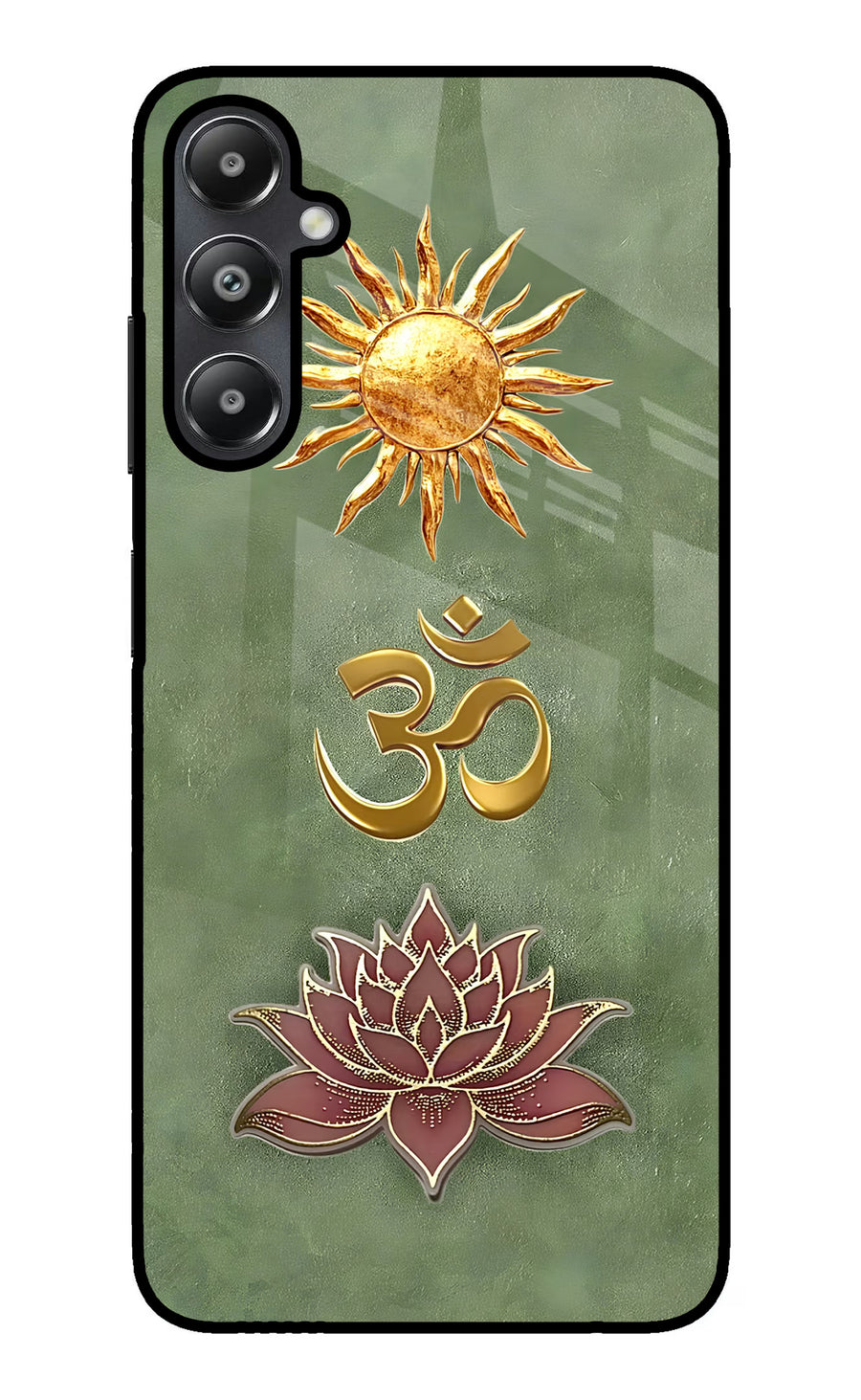 Om & Lotus Samsung A05s Back Cover, Glass case