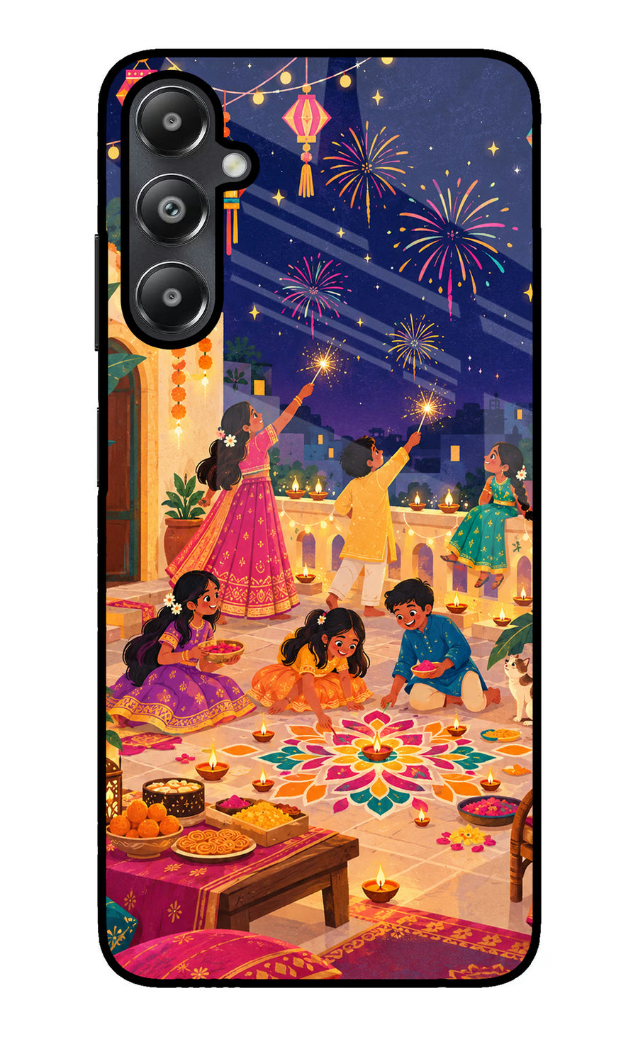 Diwali Night Samsung A05s Back Cover, Glass case