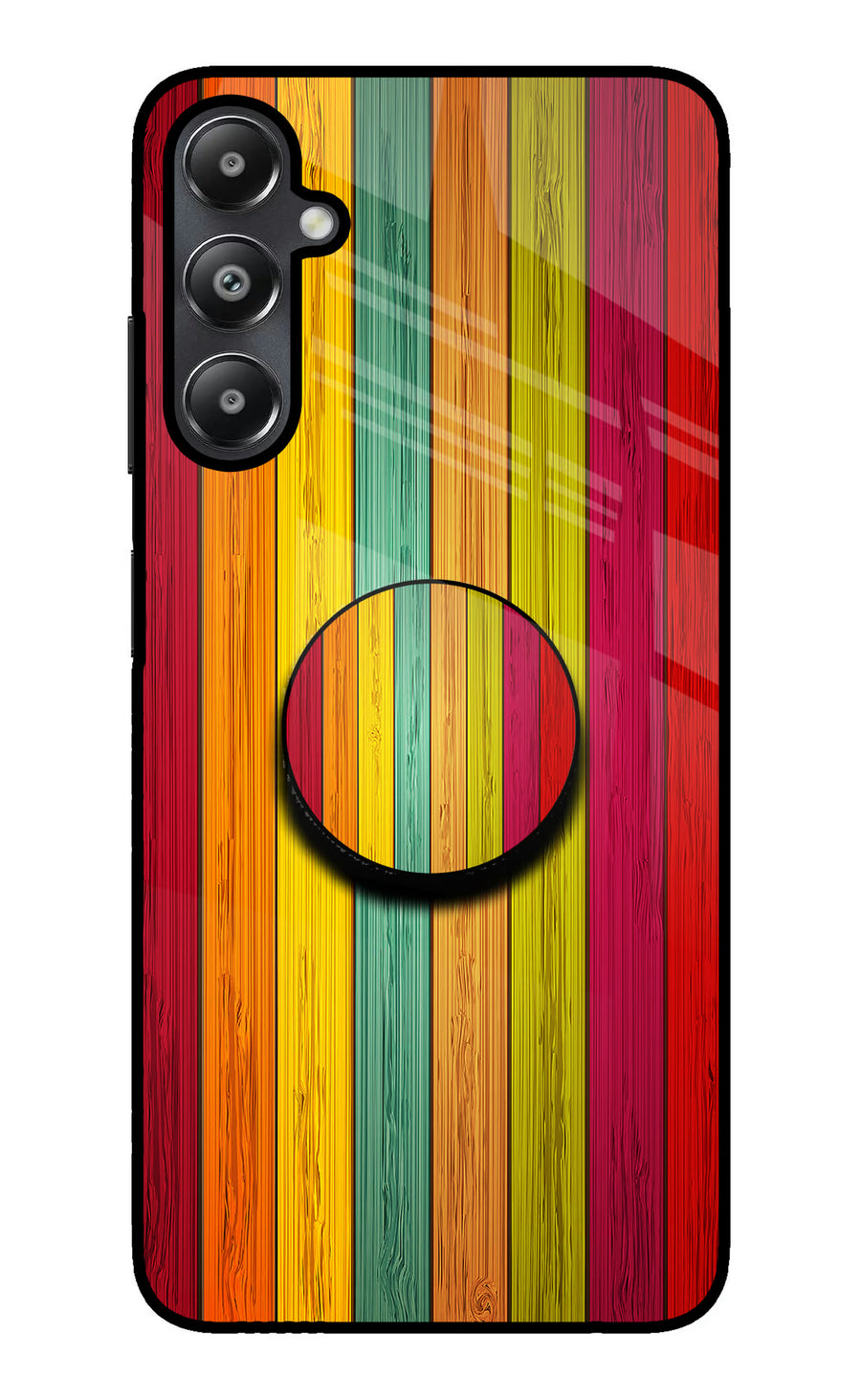 Multicolor Wooden Samsung A05s Pop Case, Glass case