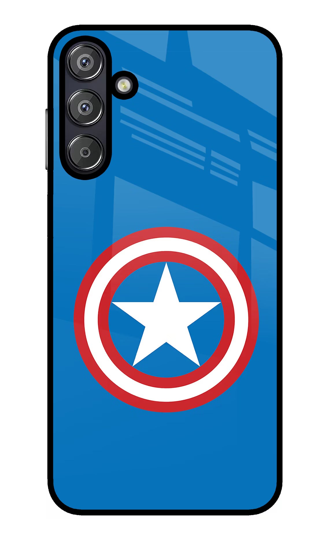 Captain America Logo Samsung F15 5G Glass Case Back Cover by Casekaro