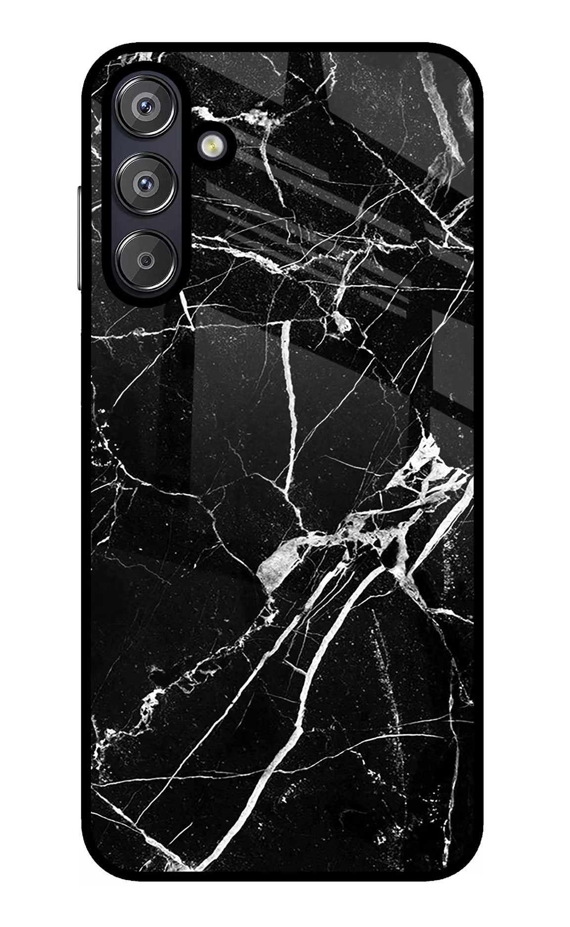 Black Marble Pattern Samsung F15 5G Glass Case Back Cover by Casekaro