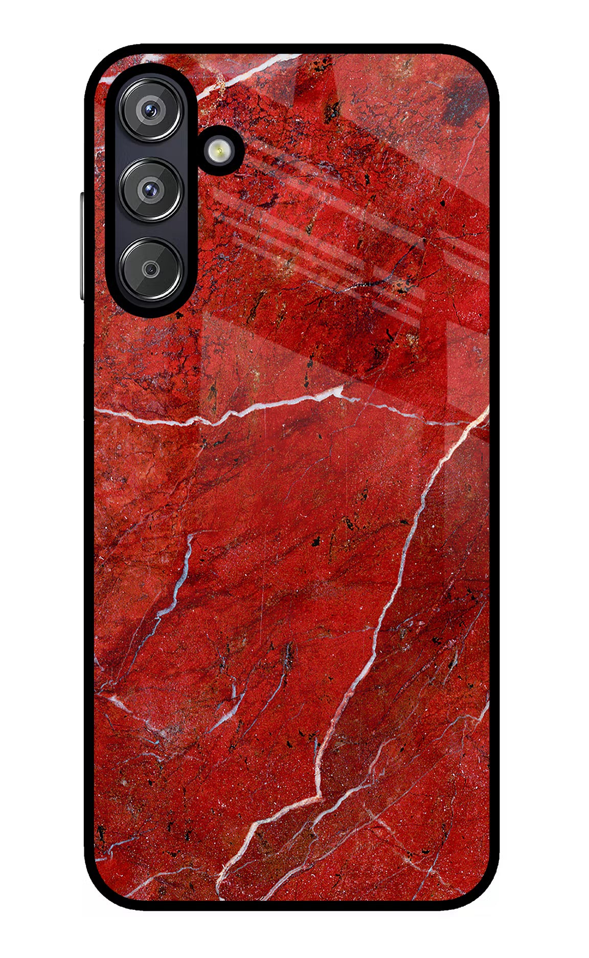 Red Marble Design Samsung F15 5G Glass Case Back Cover by Casekaro