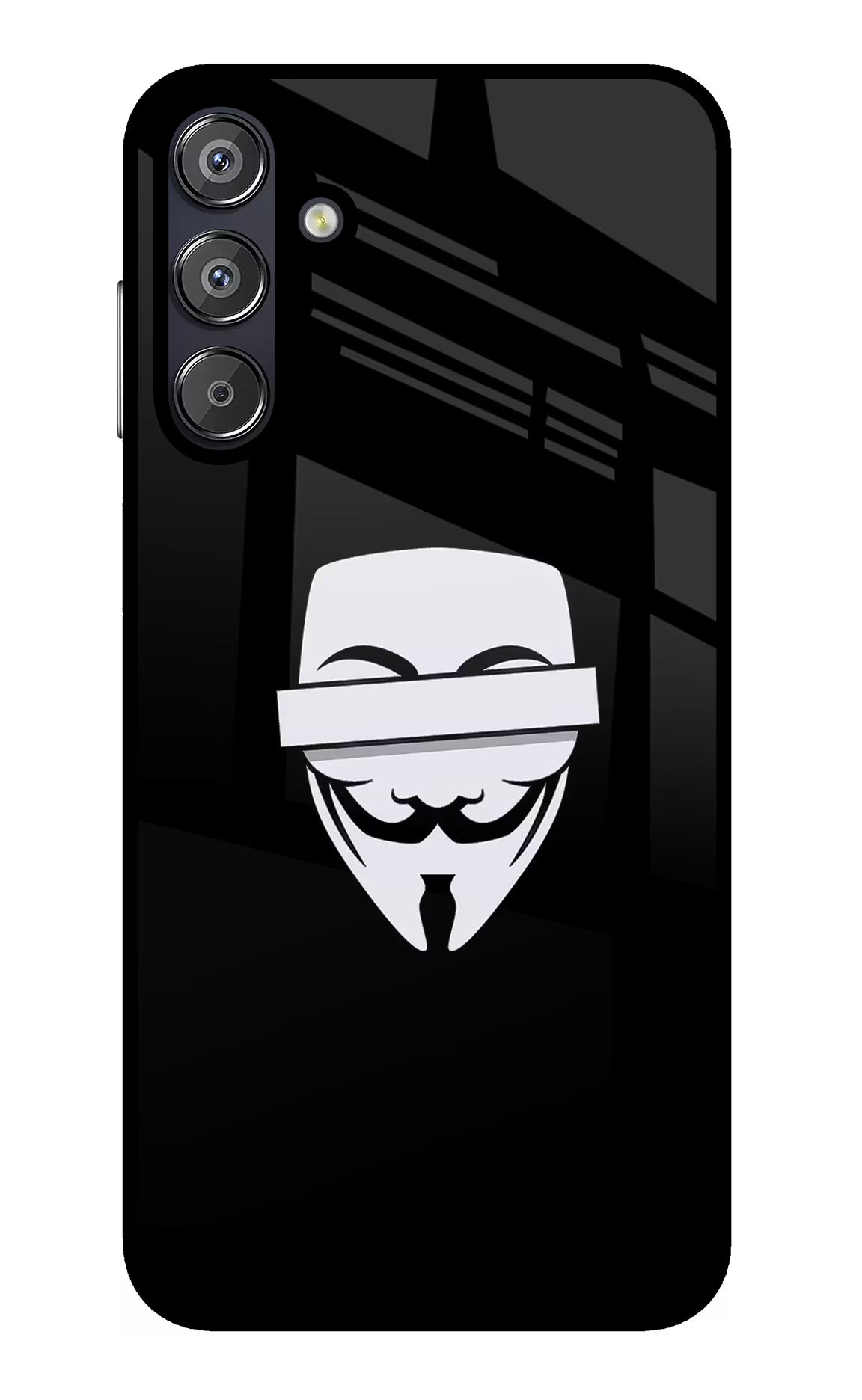 Anonymous Face Samsung F15 5G Glass Case Back Cover by Casekaro