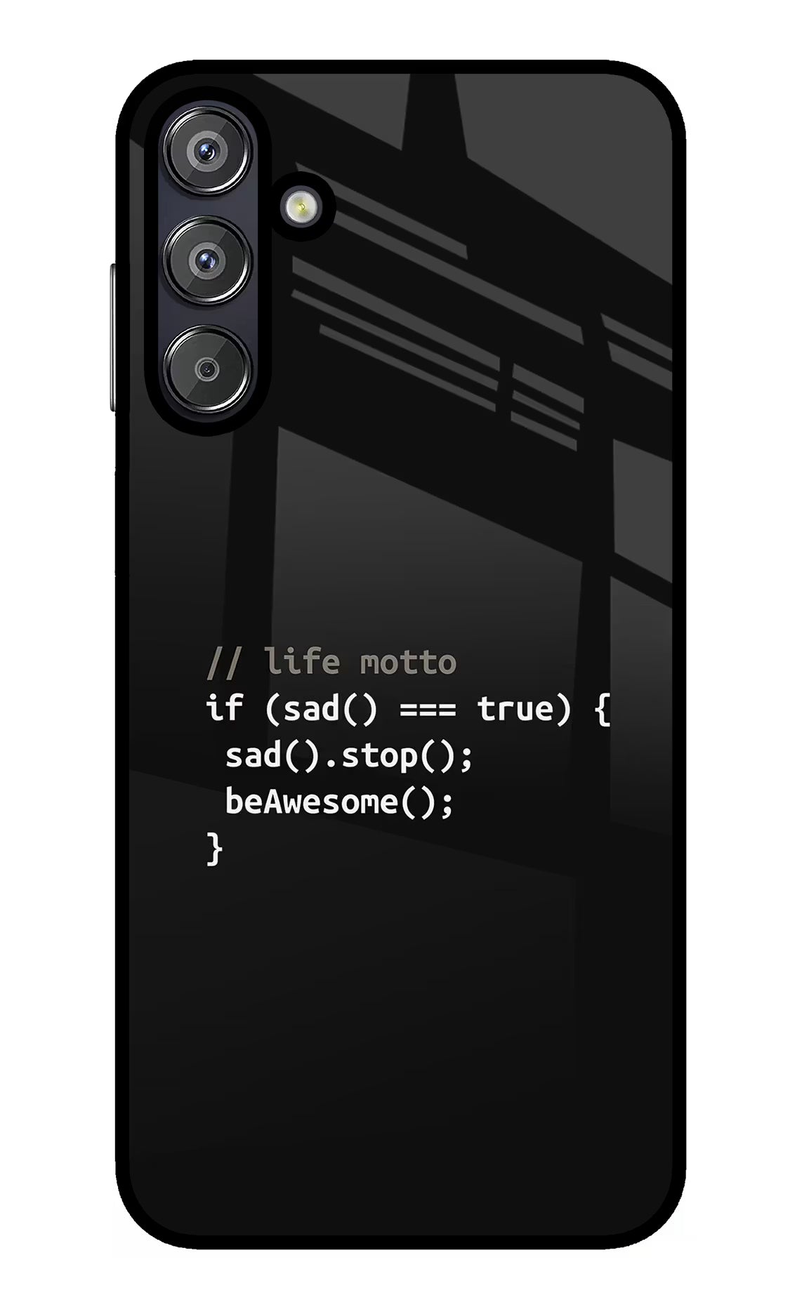 Life Motto Code Samsung F15 5G Glass Case Back Cover by Casekaro