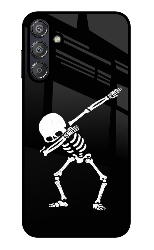 Dabbing Skeleton Art Samsung F15 5G Glass Case