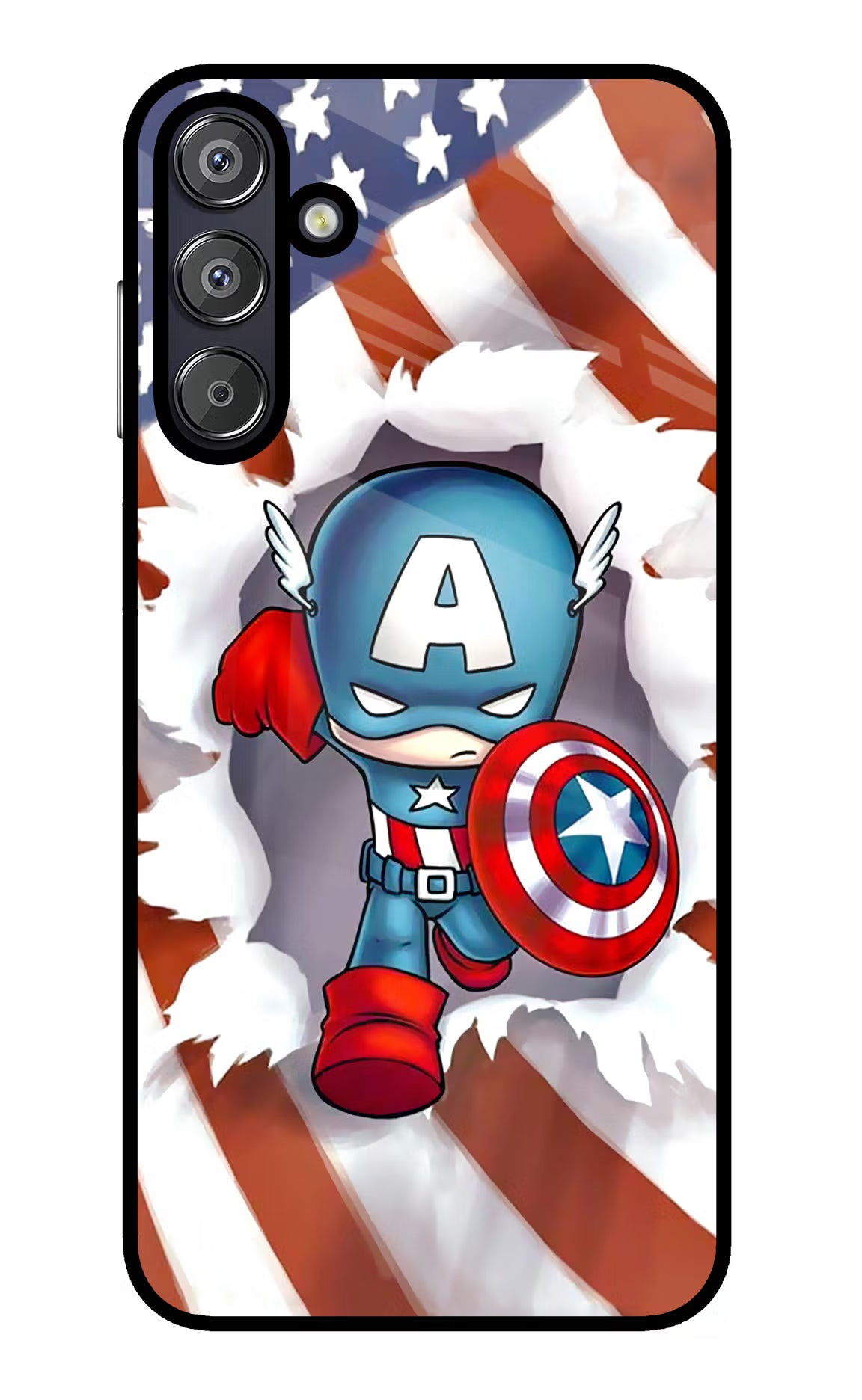 Captain America Samsung F15 5G Glass Case Back Cover by Casekaro