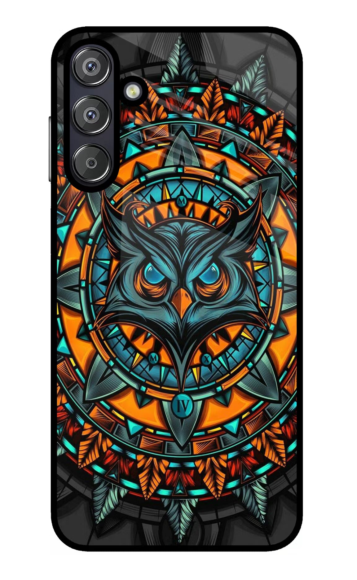 Angry Owl Art Samsung F15 5G Glass Case Back Cover by Casekaro