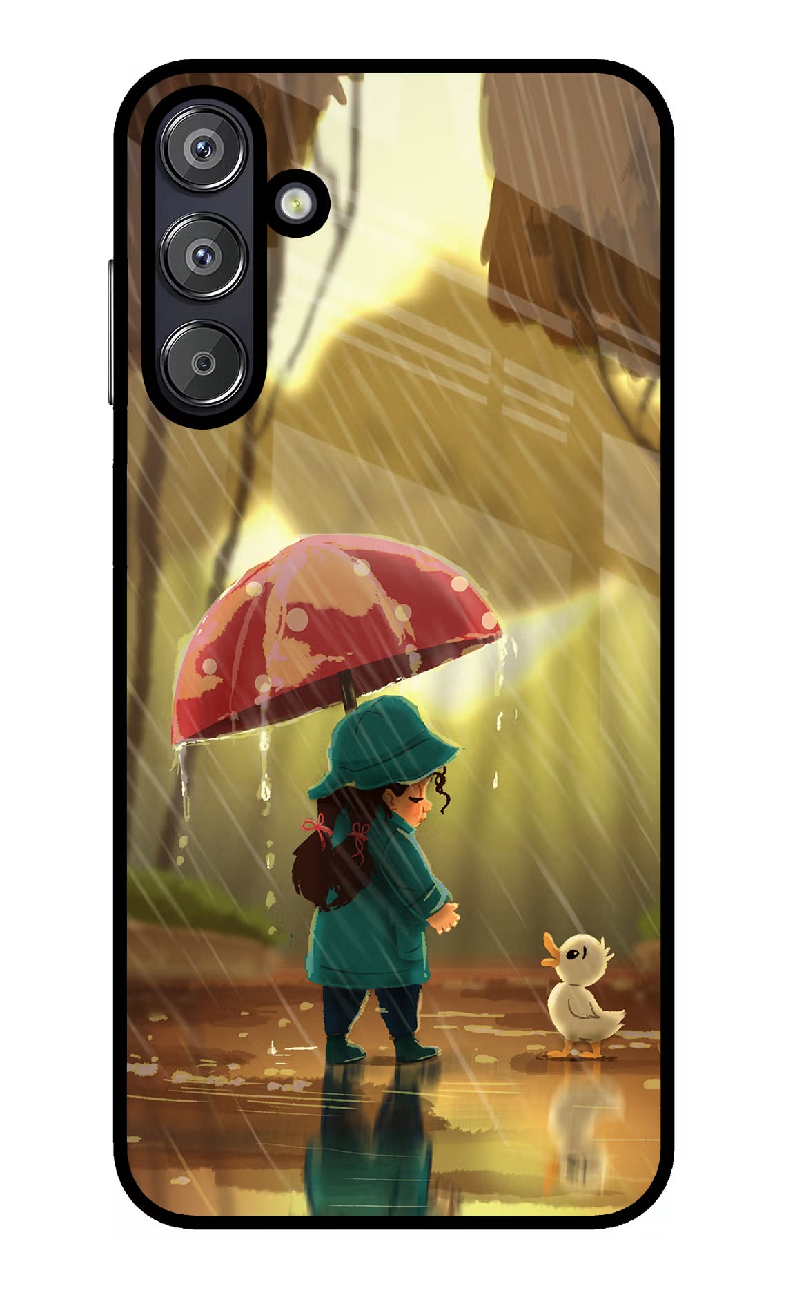 Rainy Day Samsung F15 5G Glass Case Back Cover by Casekaro