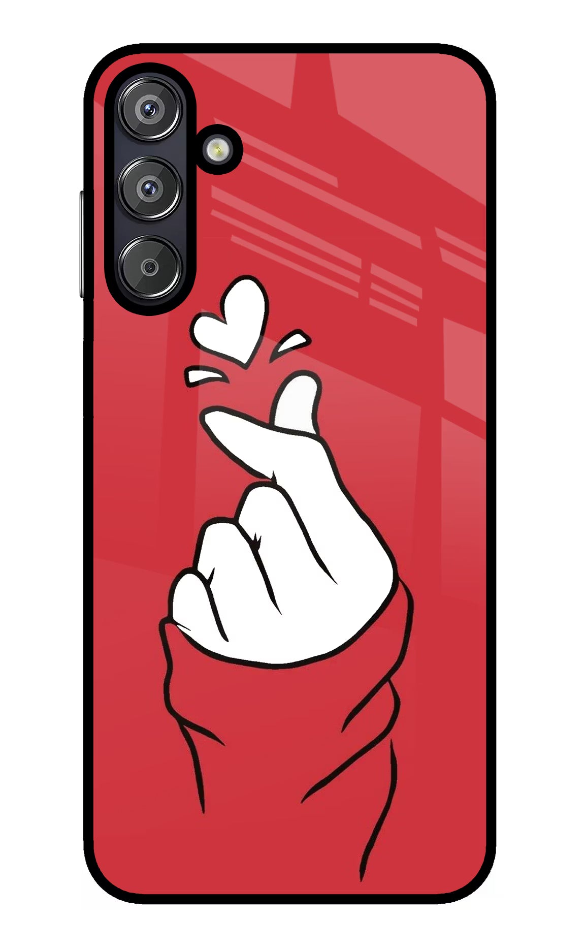 Korean Love Sign Samsung F15 5G Glass Case Back Cover by Casekaro