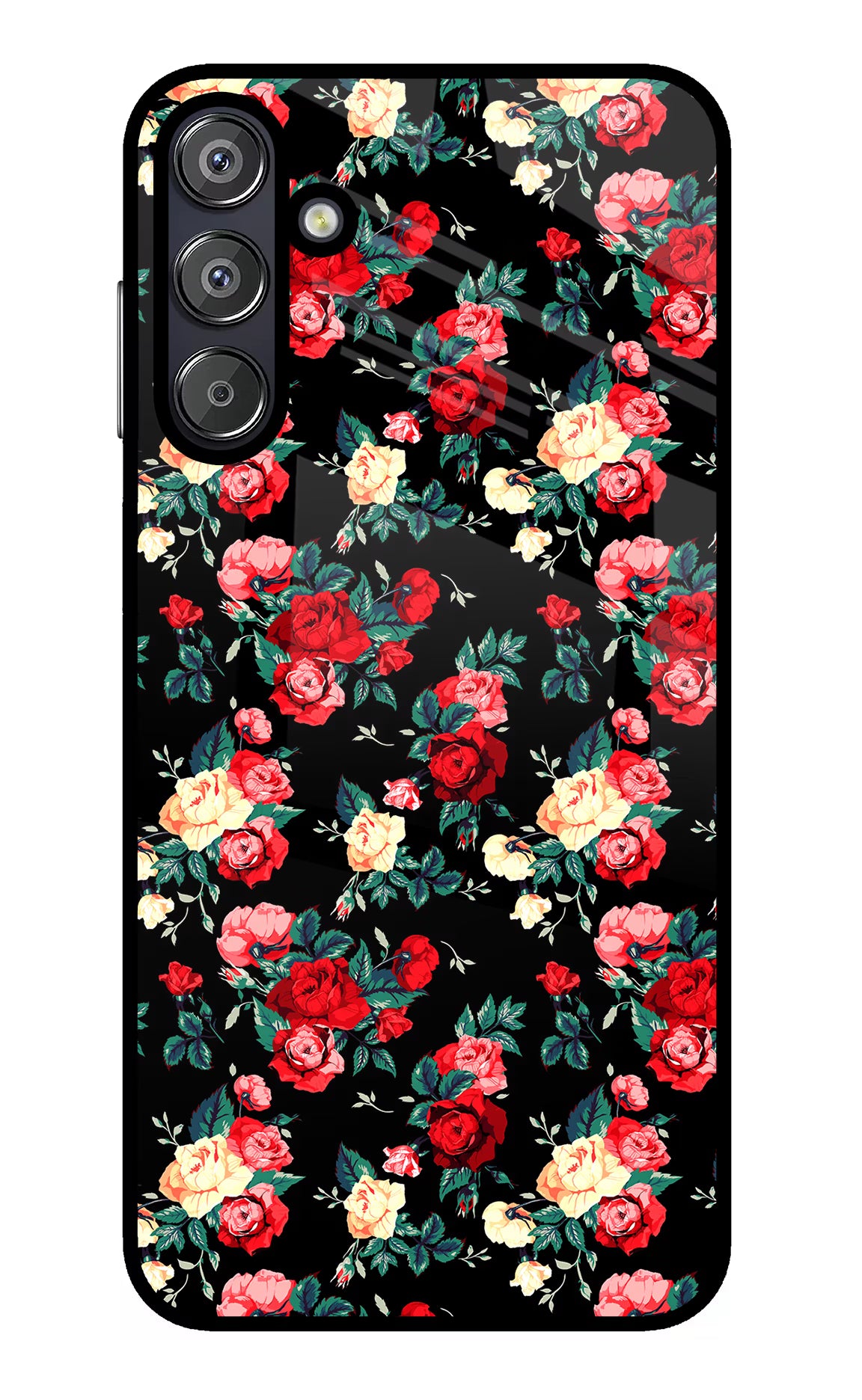 Rose Pattern Samsung F15 5G Glass Case Back Cover by Casekaro