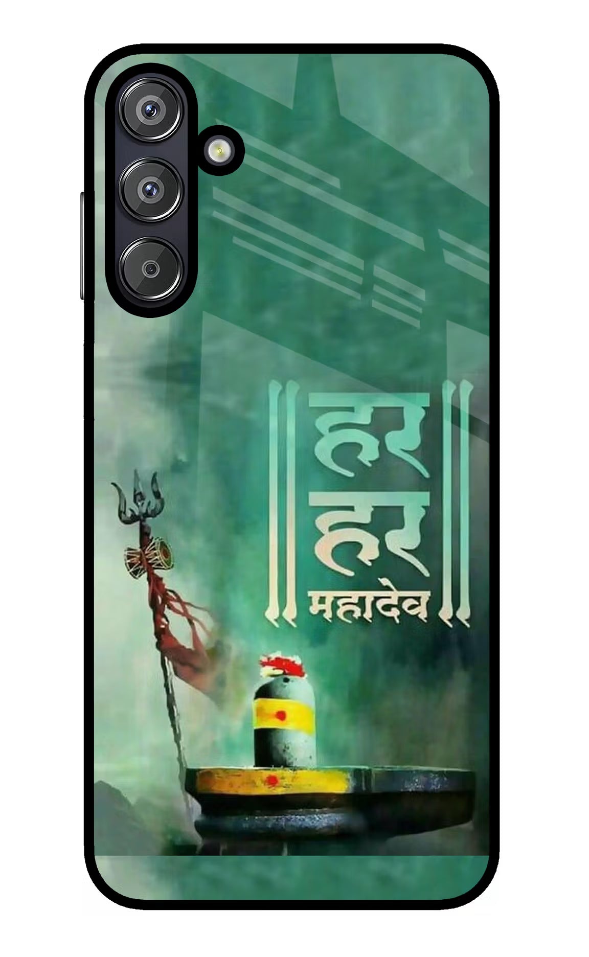 Har Har Mahadev Shivling Samsung F15 5G Glass Case Back Cover by Casekaro