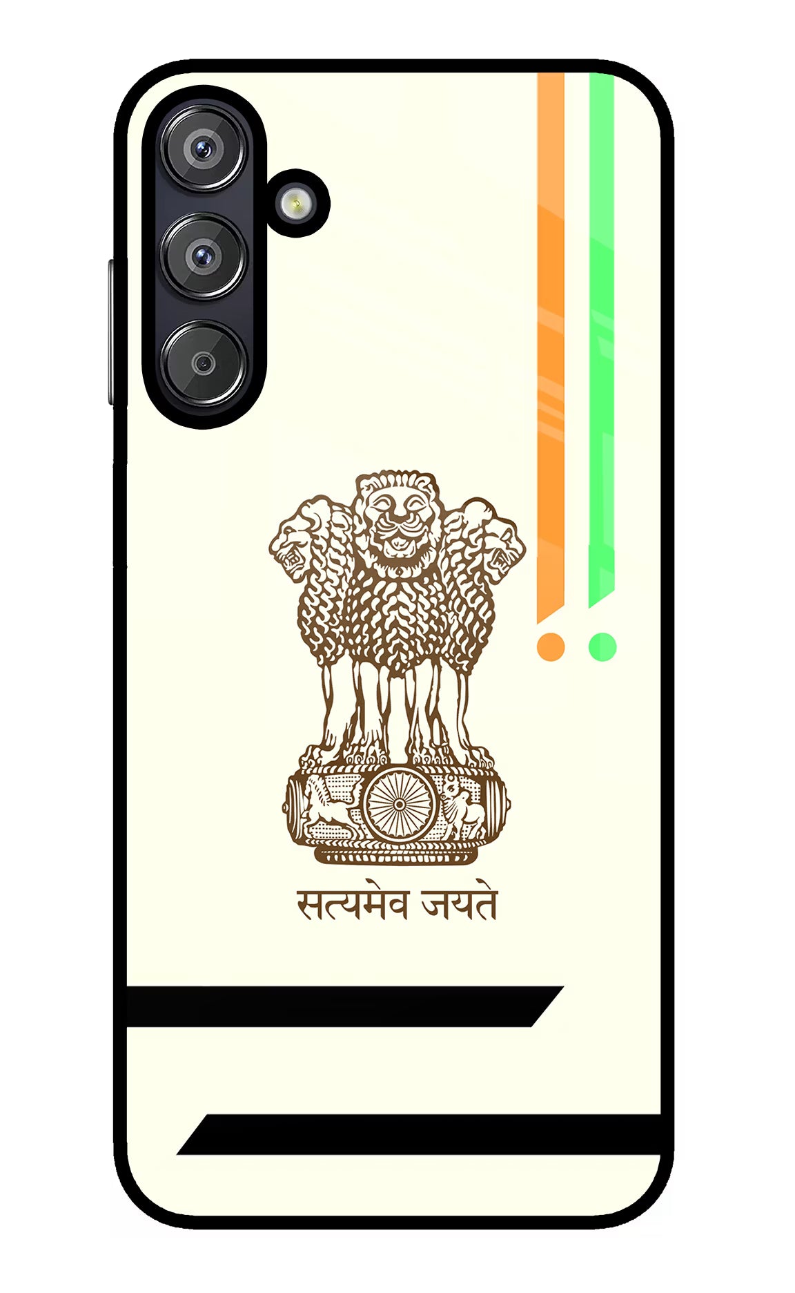 Satyamev Jayate Brown Logo Samsung F15 5G Glass Case Back Cover by Casekaro