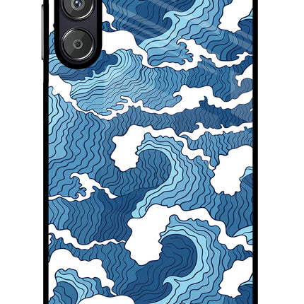 Blue Waves Samsung F15 5G Glass Case Back Cover by Casekaro