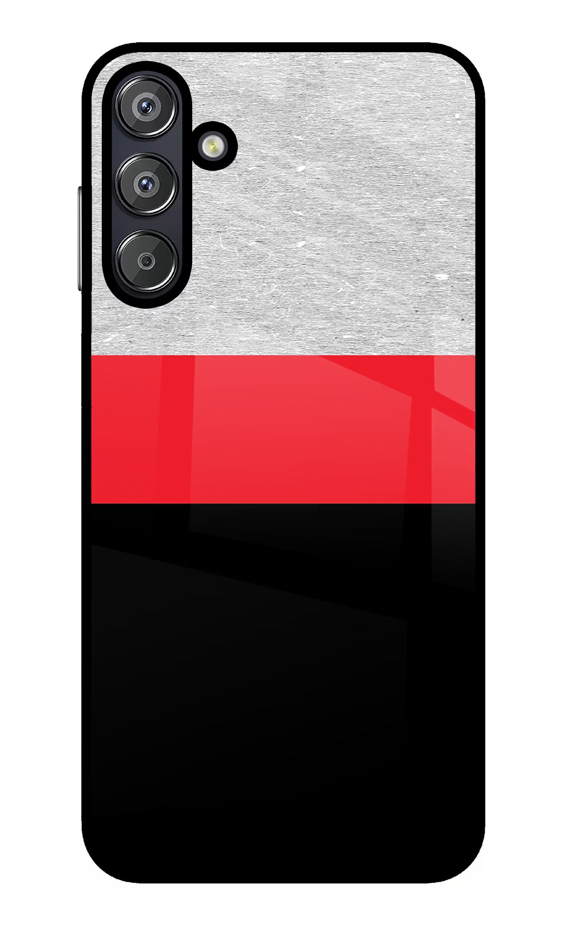 Tri Color Pattern Samsung F15 5G Glass Case Back Cover by Casekaro