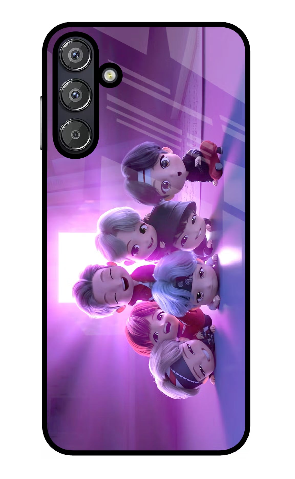 BTS Chibi Samsung F15 5G Glass Case Back Cover by Casekaro