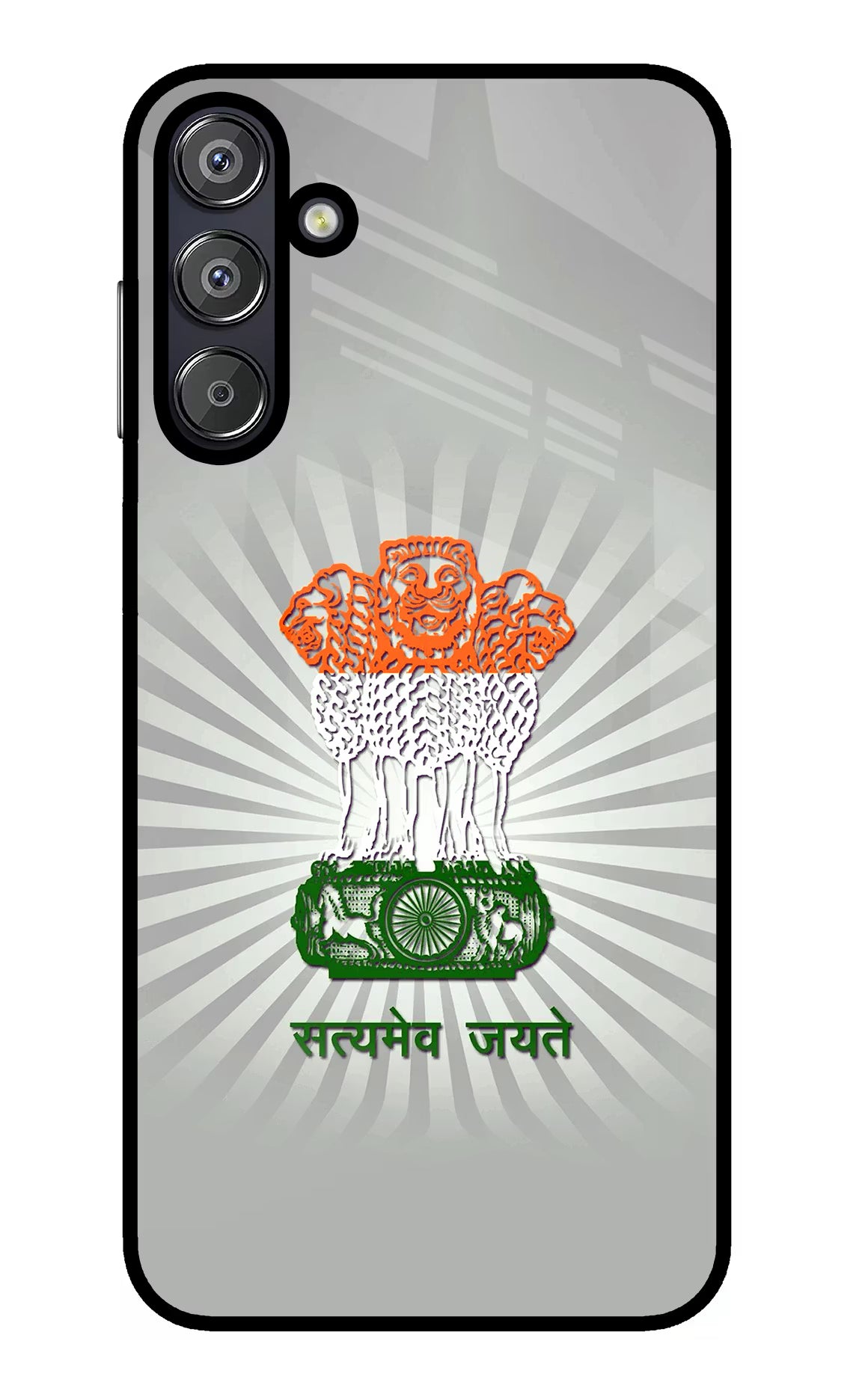 Satyamev Jayate Art Samsung F15 5G Glass Case Back Cover by Casekaro