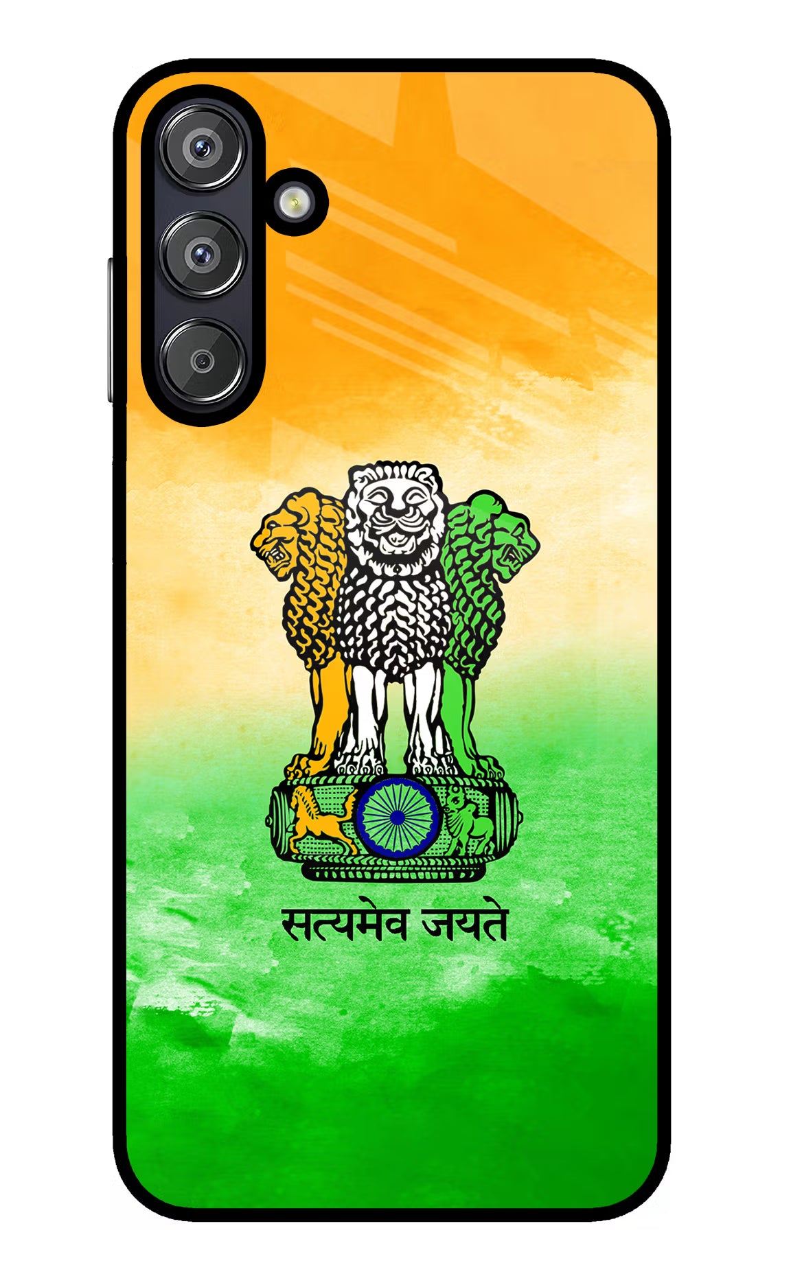 Satyamev Jayate Flag Samsung F15 5G Glass Case Back Cover by Casekaro