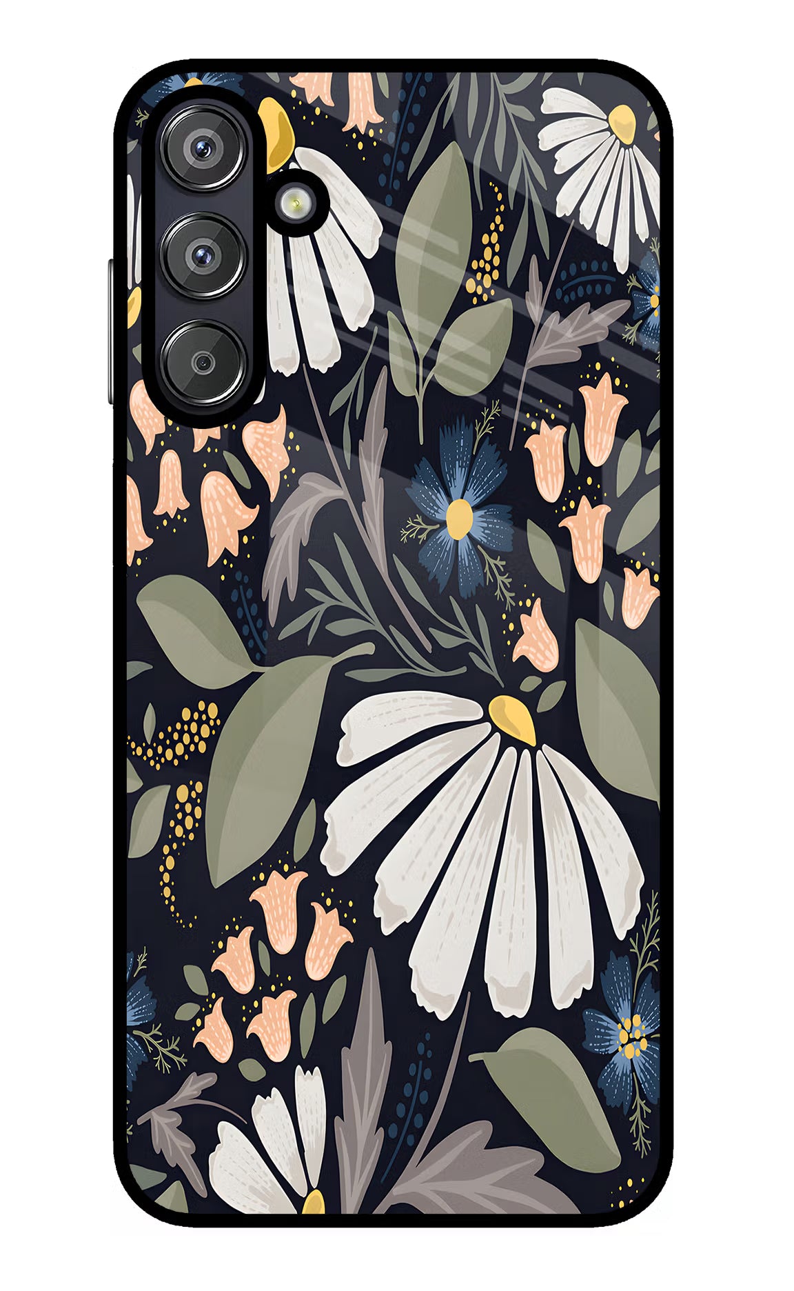 Flowers Art Samsung F15 5G Glass Case Back Cover by Casekaro