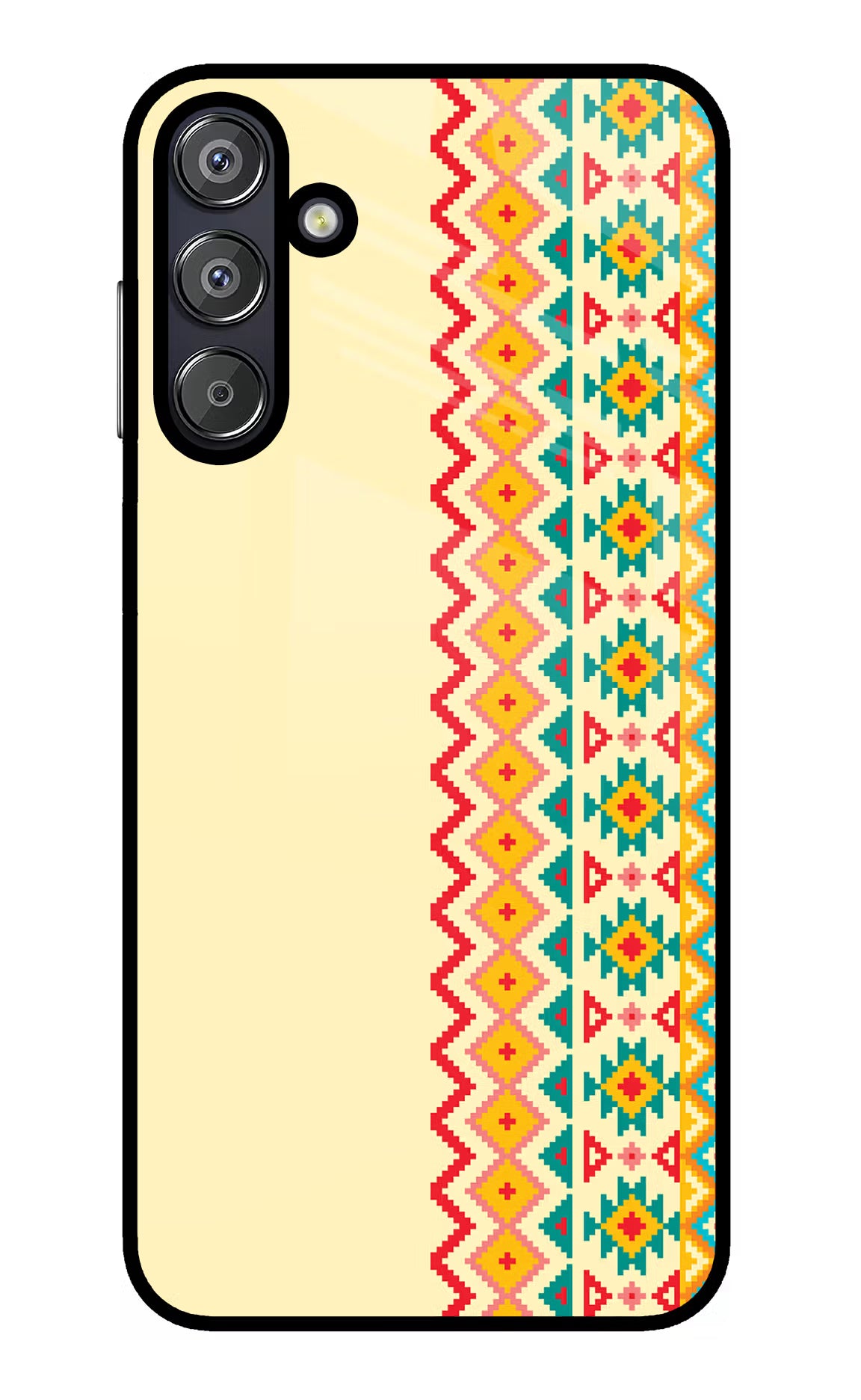Ethnic Seamless Samsung F15 5G Glass Case Back Cover by Casekaro