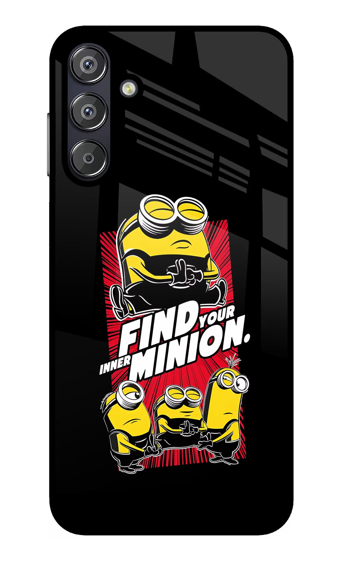 Find your inner Minion Samsung F15 5G Glass Case Back Cover by Casekaro