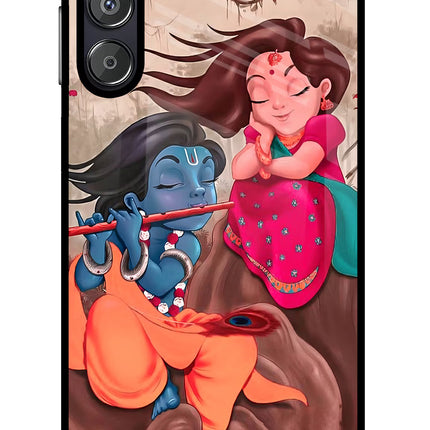 Radhe Krishna Samsung F15 5G Glass Case Back Cover by Casekaro