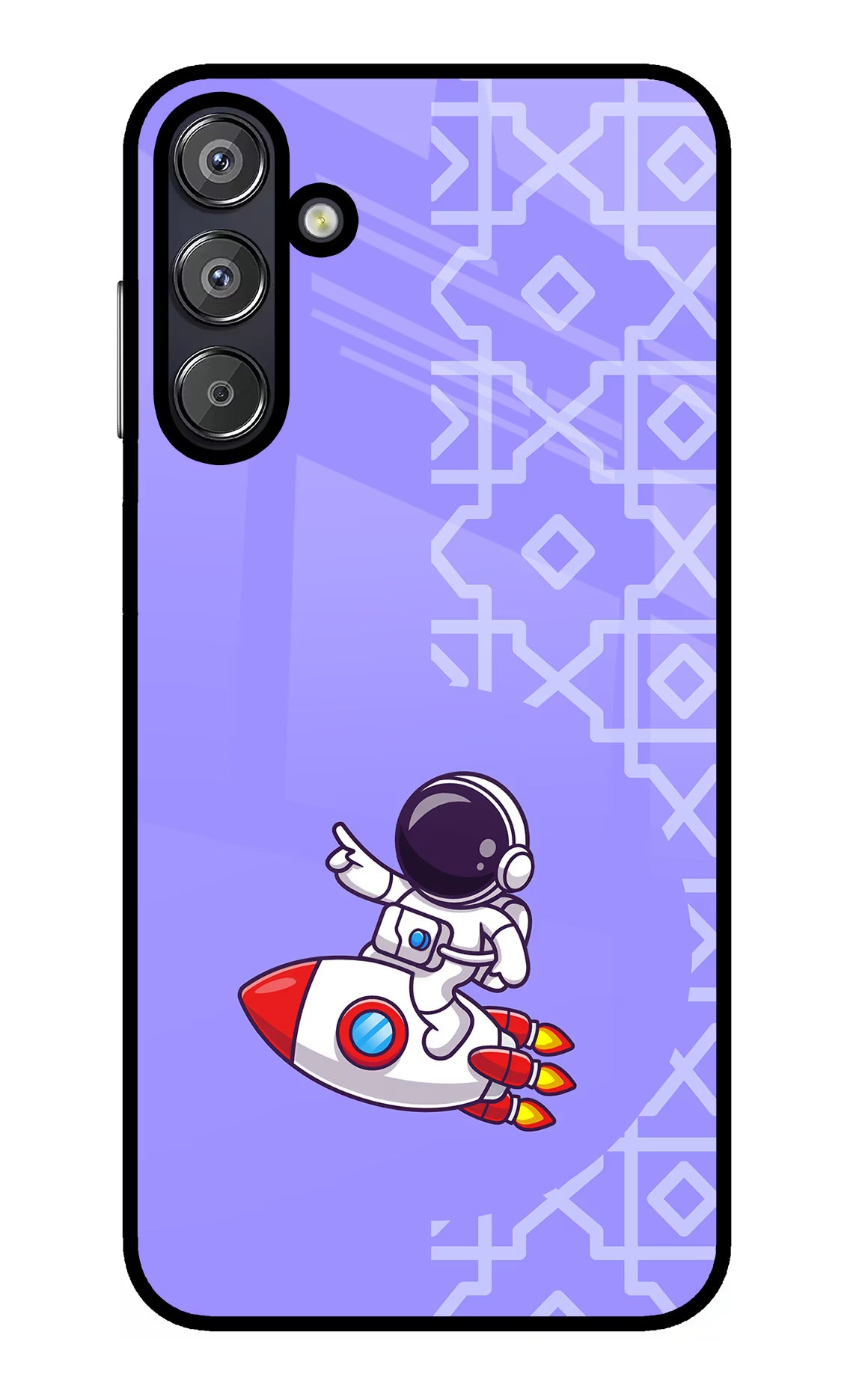 Cute Astronaut Samsung F15 5G Glass Case Back Cover by Casekaro