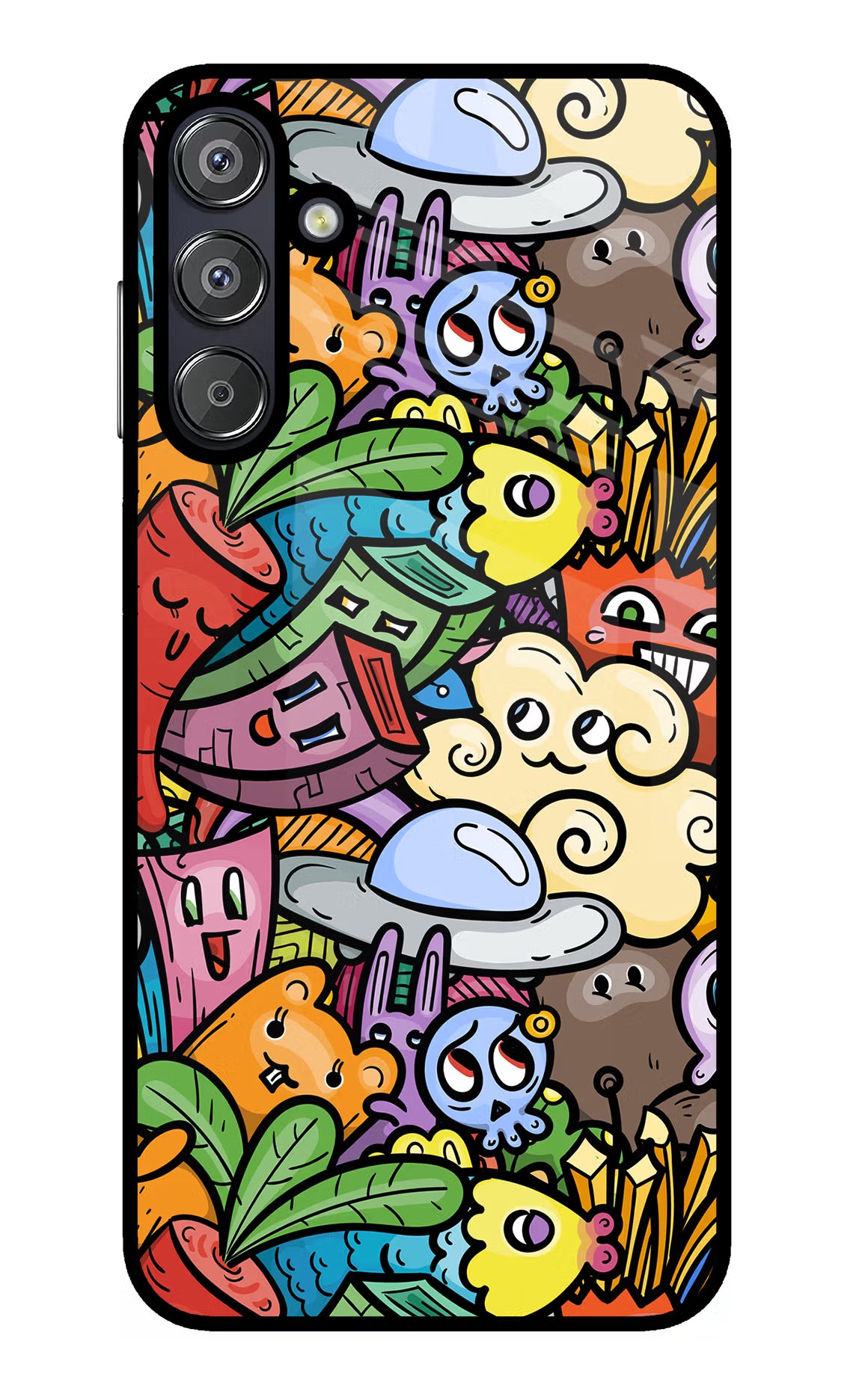 Veggie Doodle Samsung F15 5G Glass Case Back Cover by Casekaro
