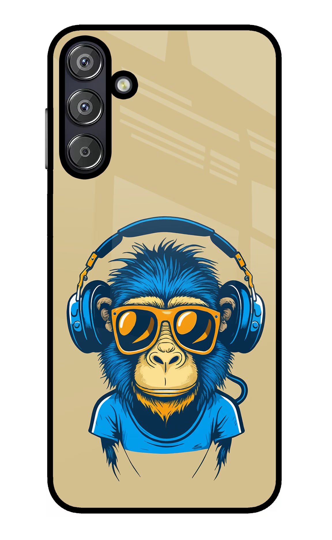 Monkey Headphone Samsung F15 5G Glass Case Back Cover by Casekaro