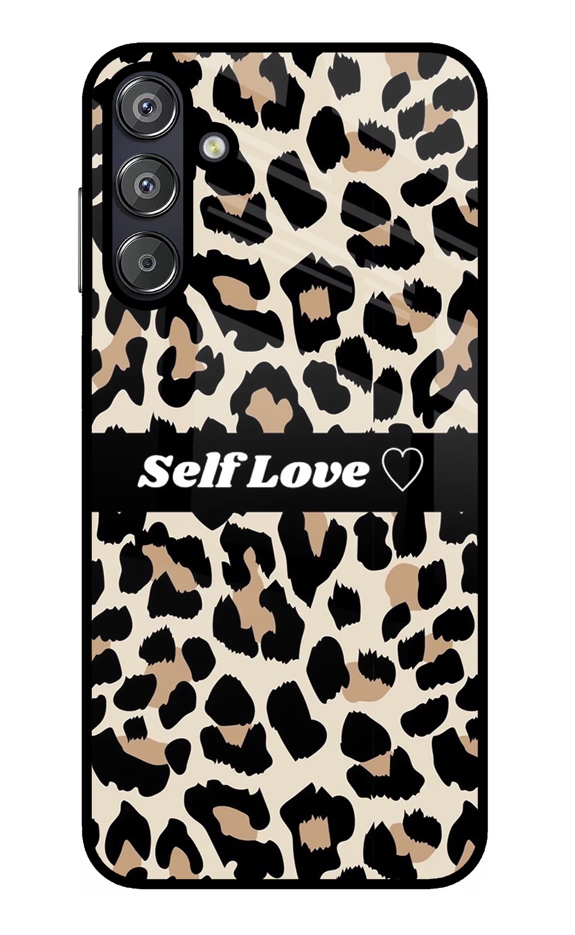 Leopard Print Self Love Samsung F15 5G Glass Case Back Cover by Casekaro