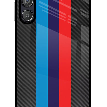 BMW Stripes Pattern Samsung F15 5G Glass Case Back Cover by Casekaro