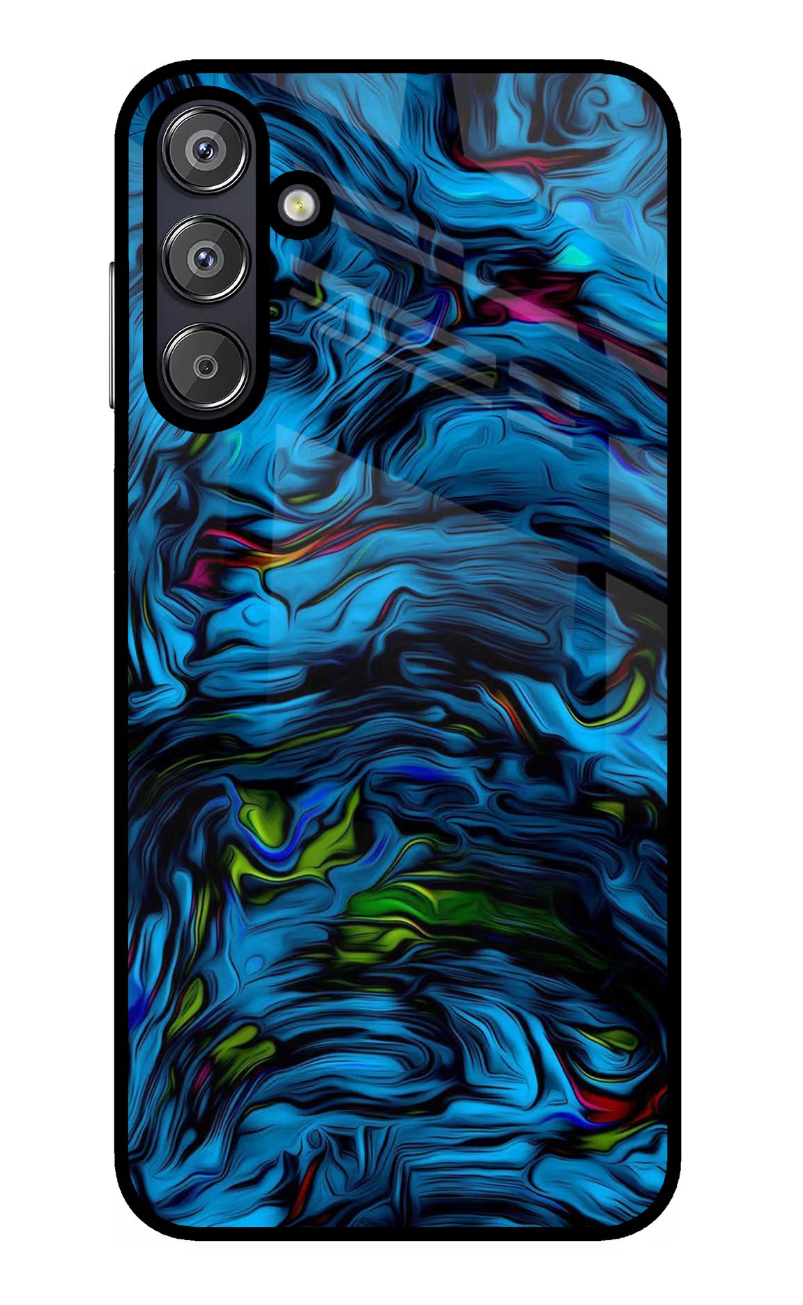 Dark Blue Abstract Samsung F15 5G Glass Case Back Cover by Casekaro