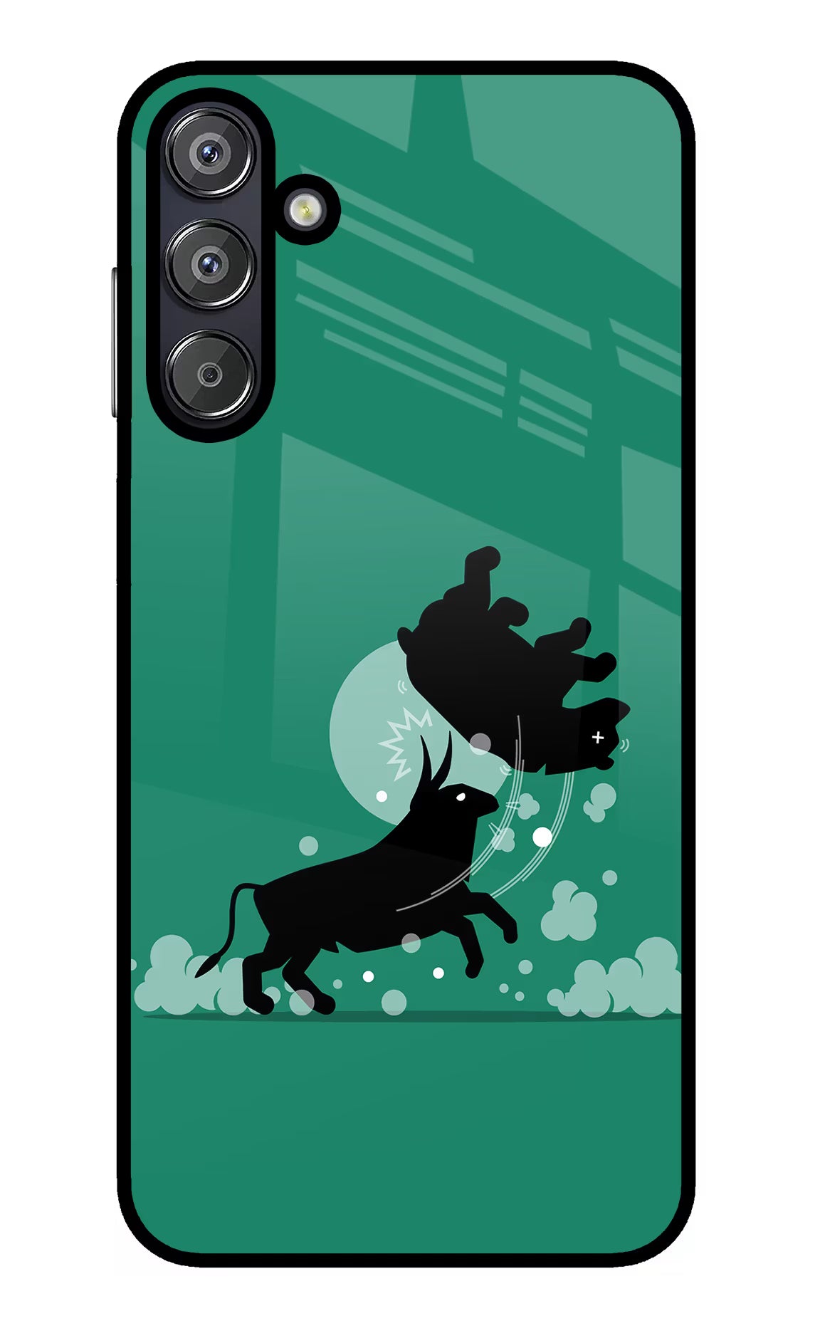 Bull Conqueror Samsung F15 5G Glass Case Back Cover by Casekaro