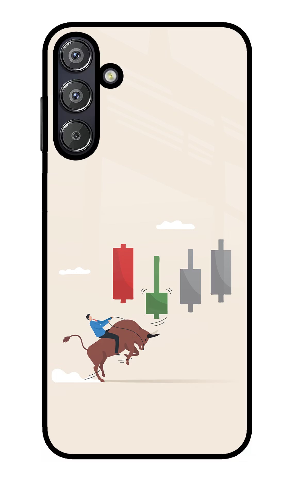 Bull Trading Momentum Samsung F15 5G Glass Case Back Cover by Casekaro