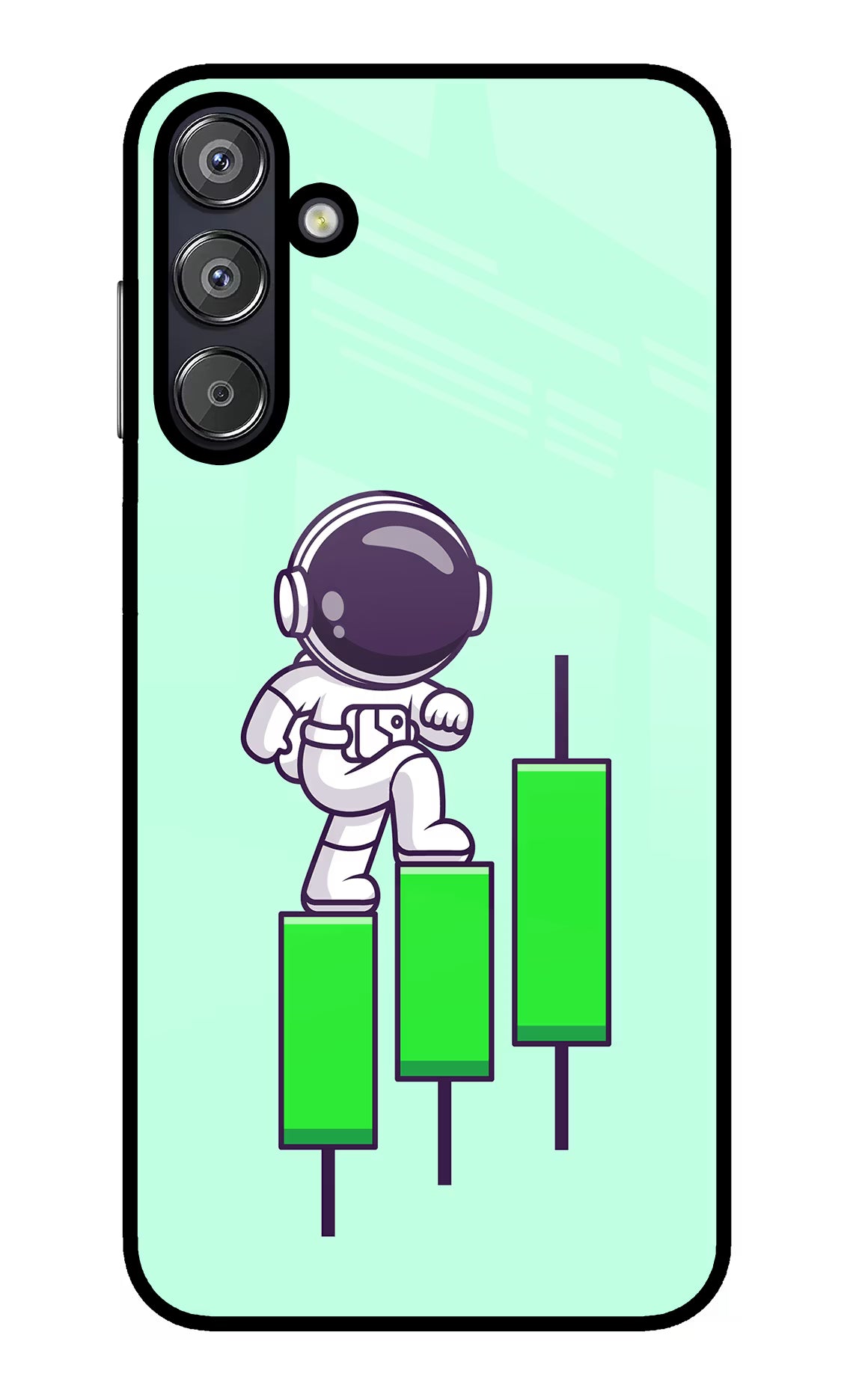 Astronaut Trader Samsung F15 5G Glass Case Back Cover by Casekaro