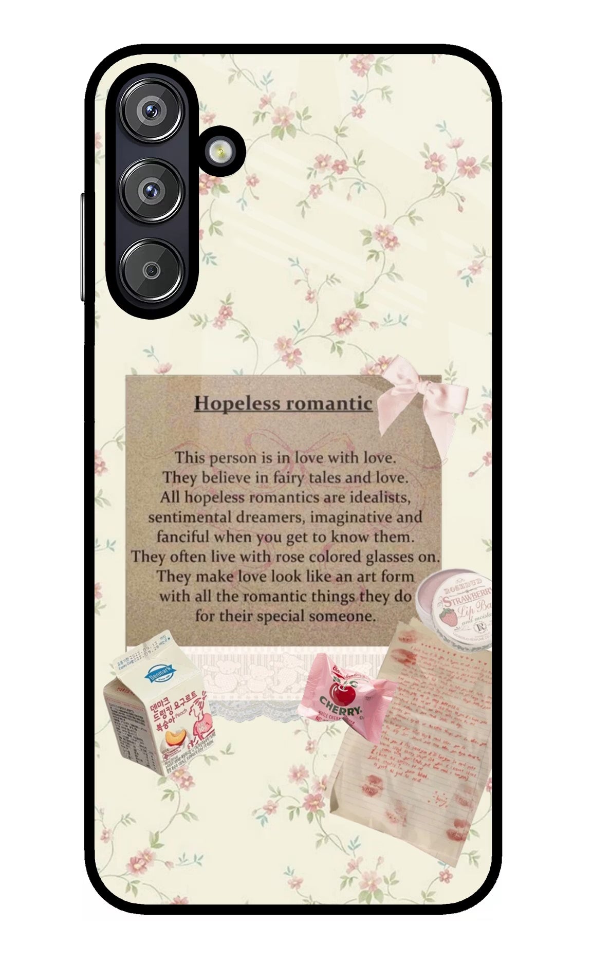 Hopeless Romantic Samsung F15 5G Glass Case Back Cover by Casekaro
