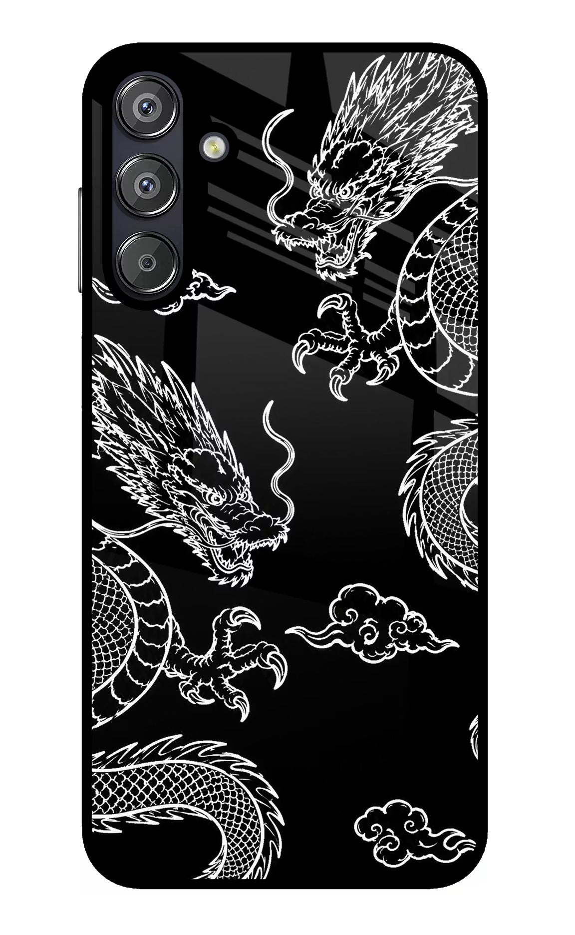 Twin Dragons Samsung F15 5G Glass Case Back Cover by Casekaro