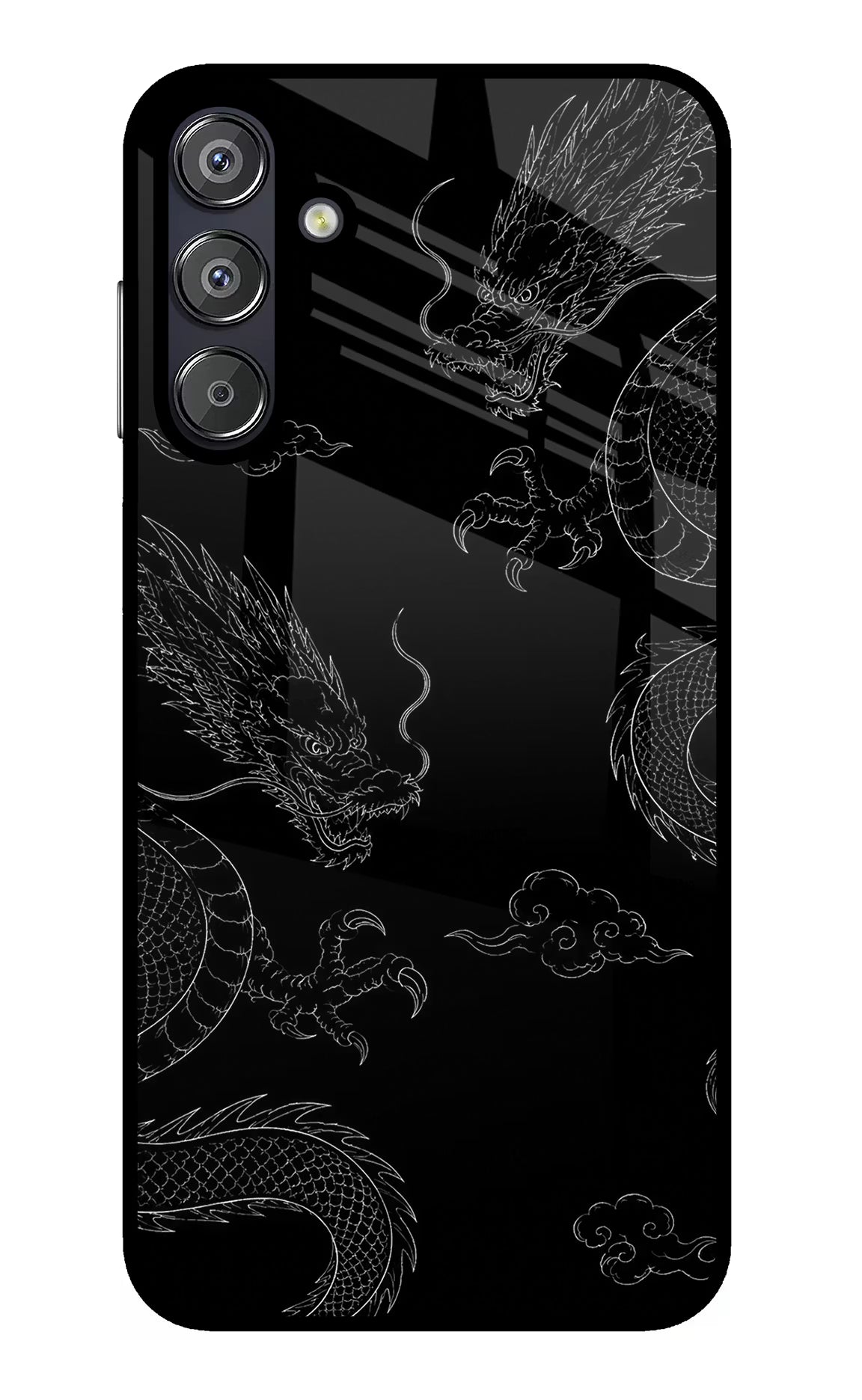 Twin Dragons Samsung F15 5G Glass Case Back Cover by Casekaro
