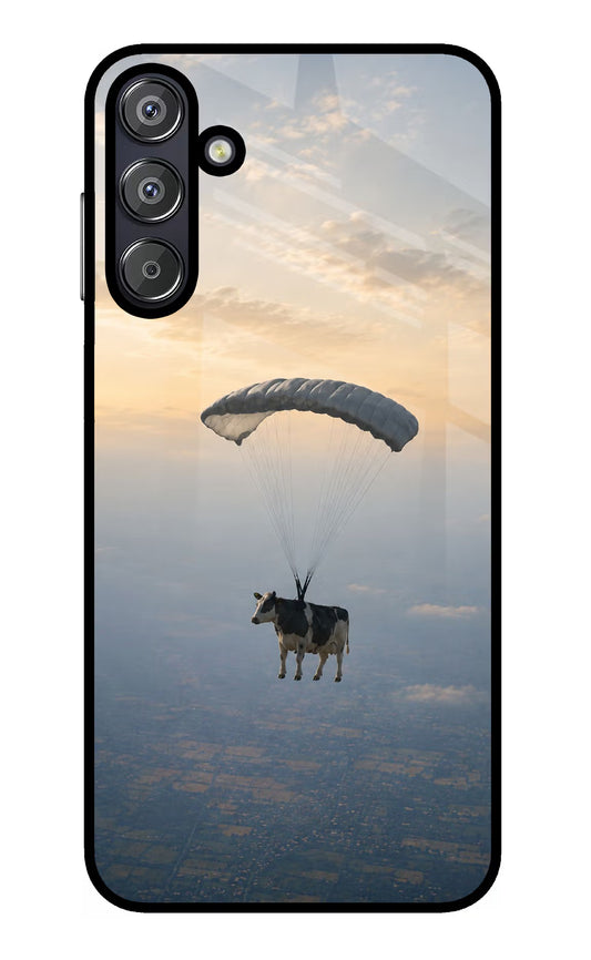 Skydiving Cow Samsung F15 5G Glass Case