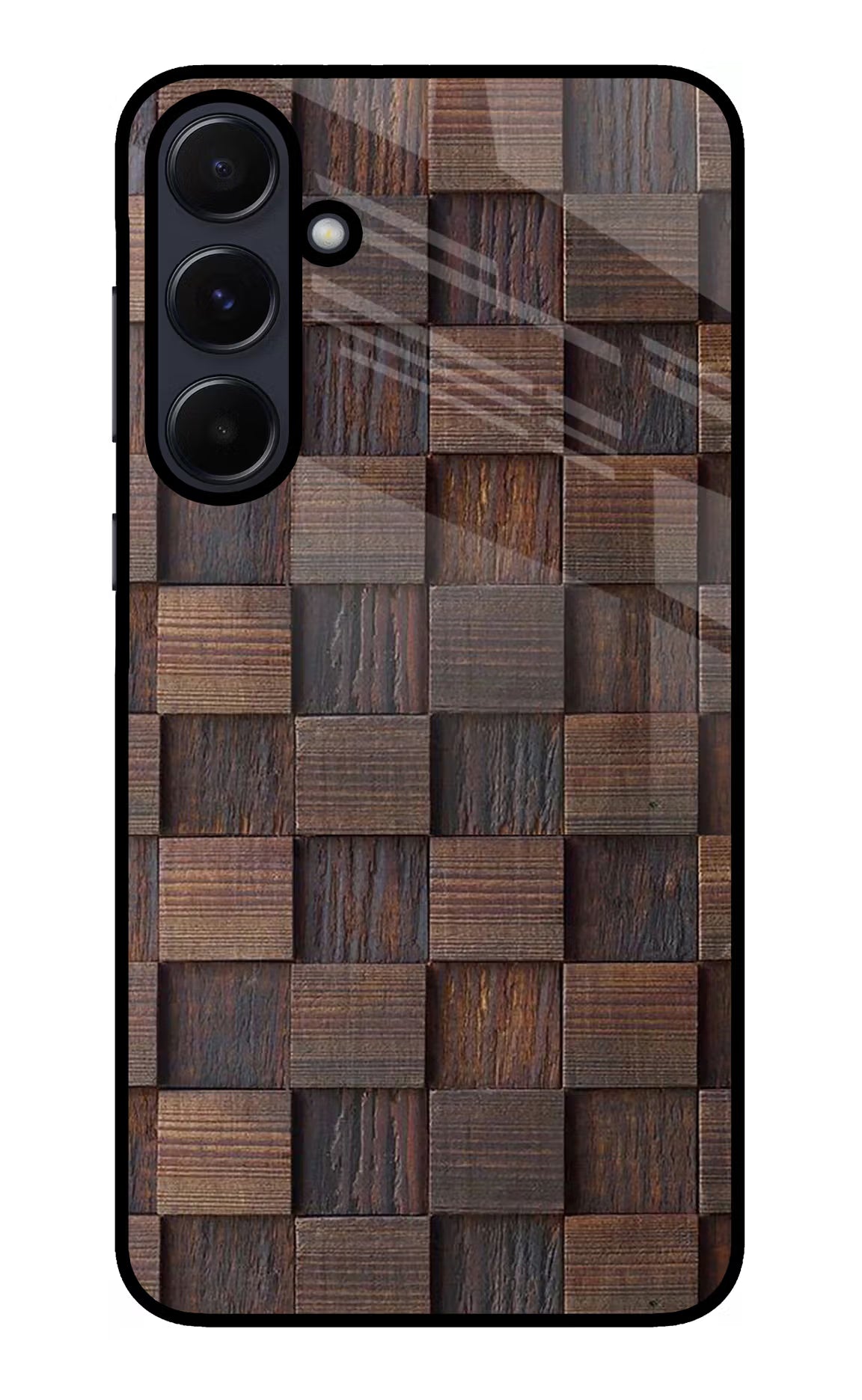 Wooden Cube Design Samsung A55 5G Glass Case Back Cover by Casekaro