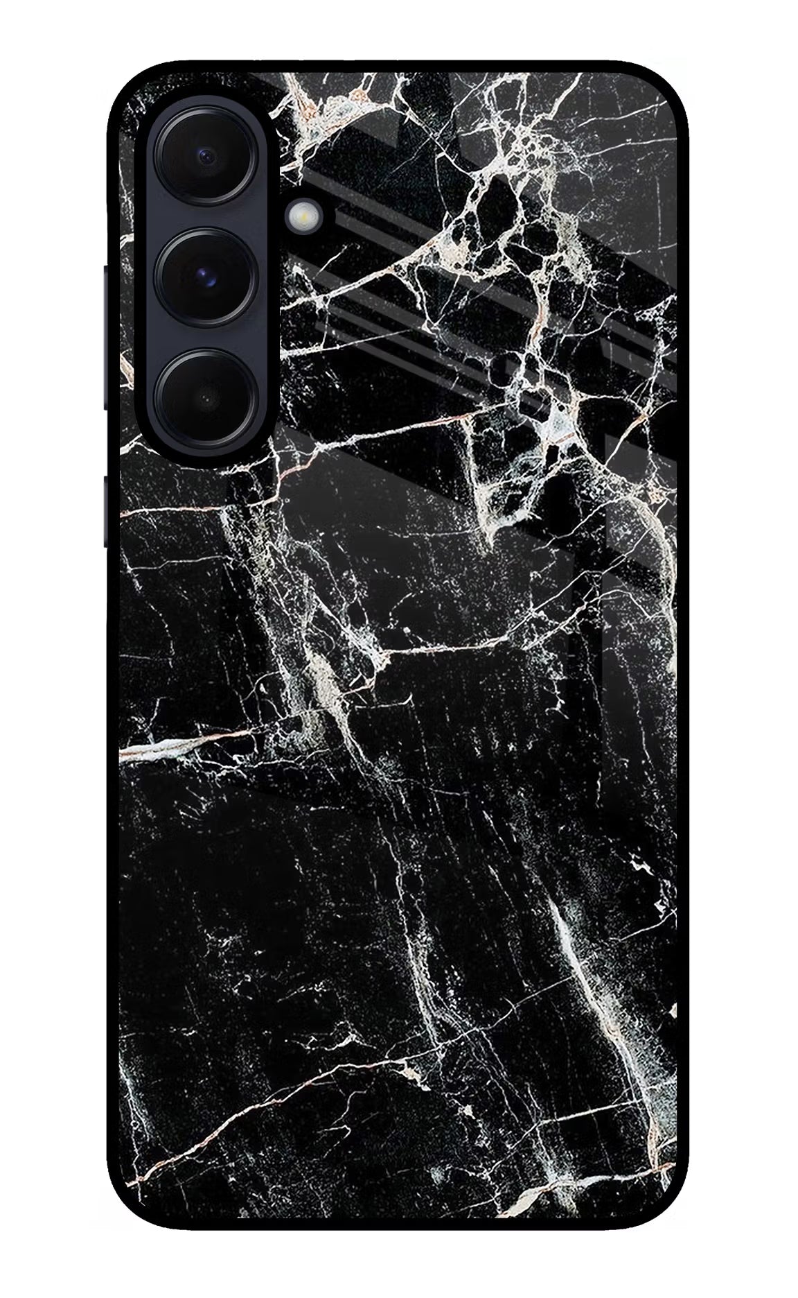 Black Marble Texture Samsung A55 5G Glass Case Back Cover by Casekaro