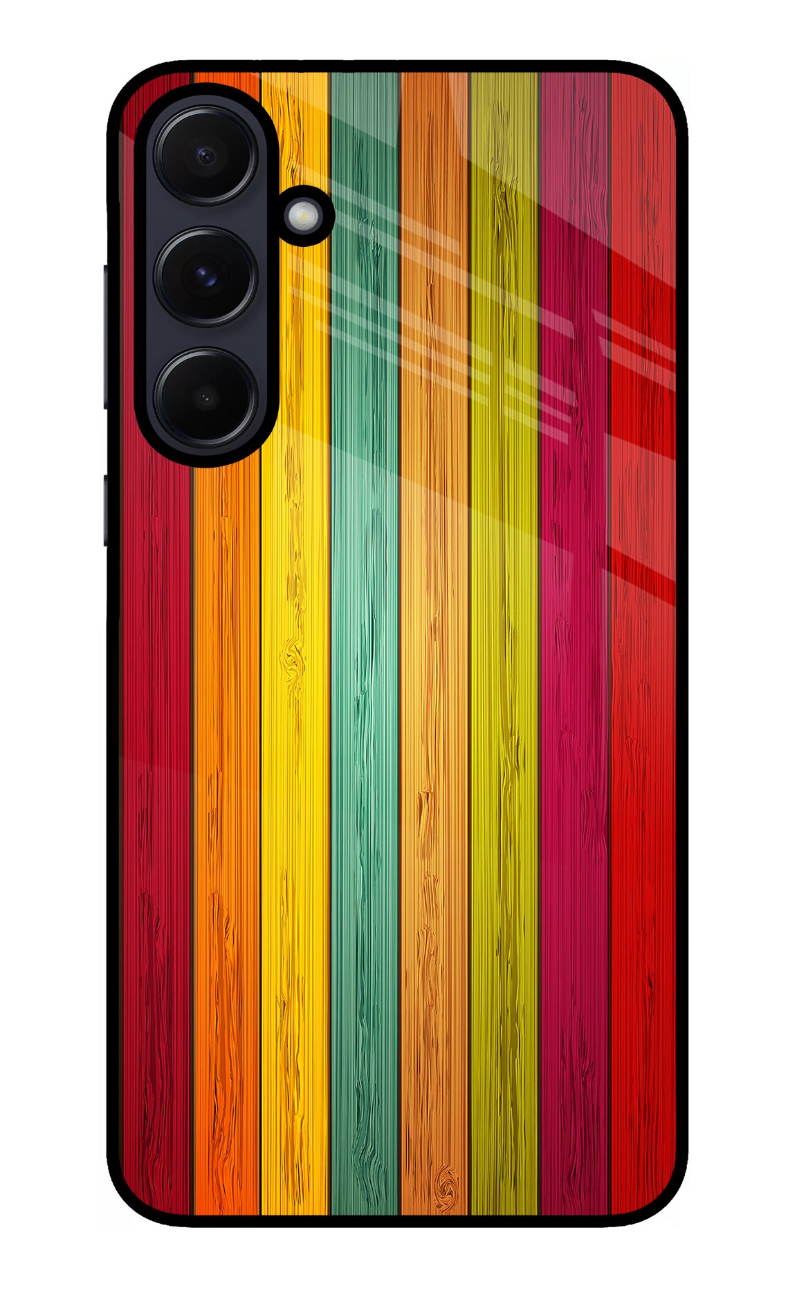 Multicolor Wooden Samsung A55 5G Glass Case