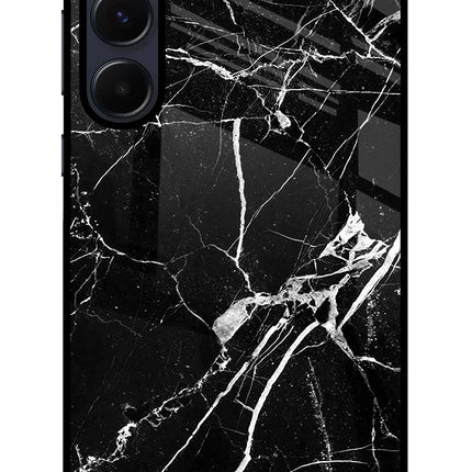 Black Marble Pattern Samsung A55 5G Glass Case