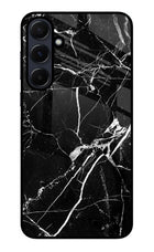 Black Marble Pattern Samsung A55 5G Glass Case
