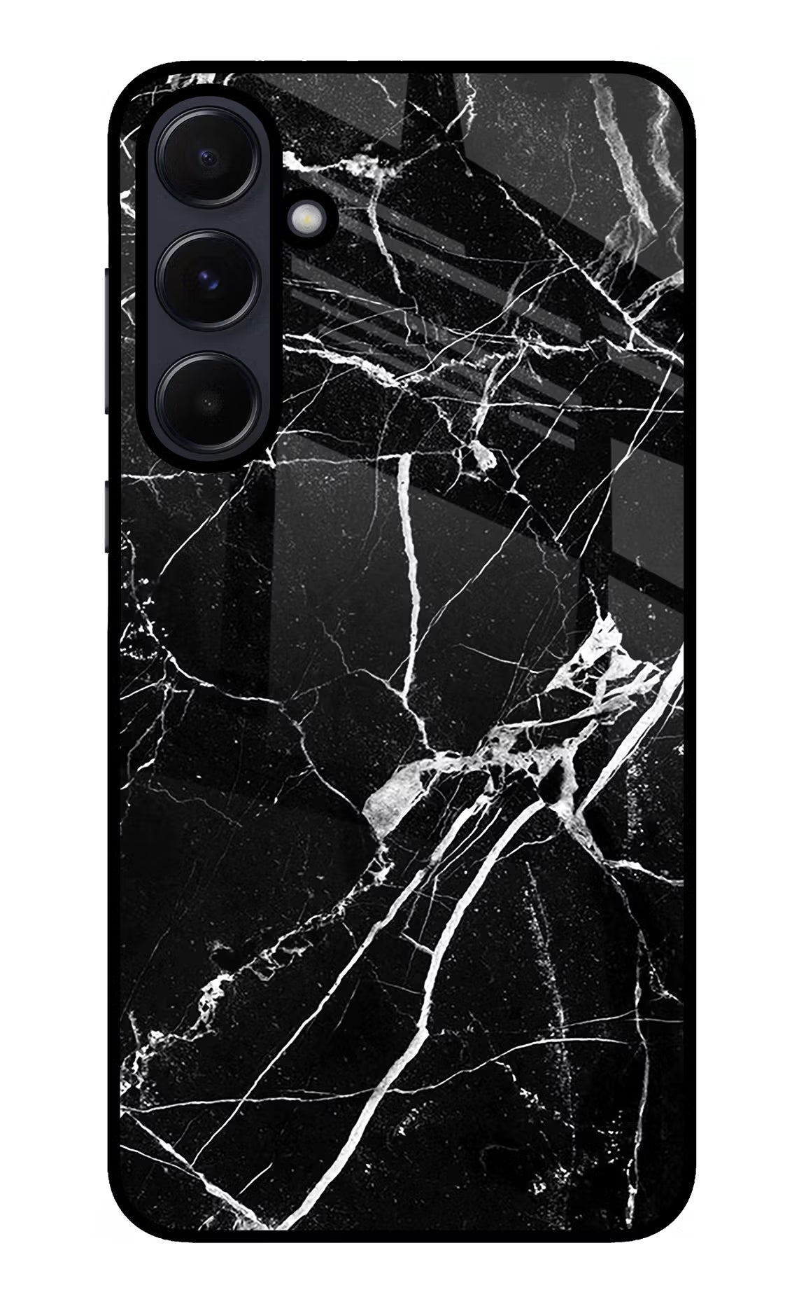 Black Marble Pattern Samsung A55 5G Glass Case Back Cover by Casekaro