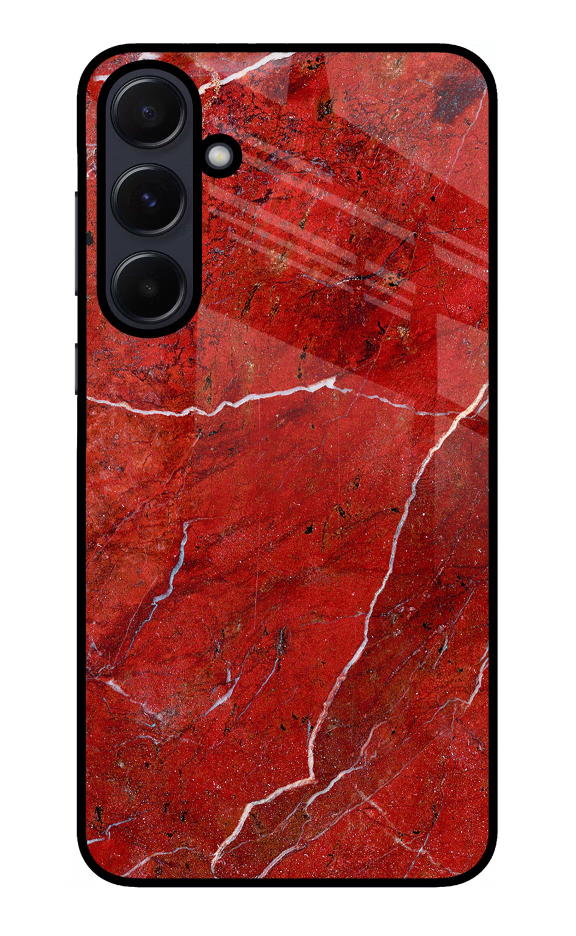 Red Marble Design Samsung A55 5G Glass Case Back Cover by Casekaro